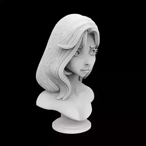 Anime Girl Bust 3D Print Model