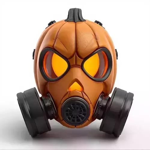 Halloween Pumpkin Gas Mask 3D Model Spooky Breather