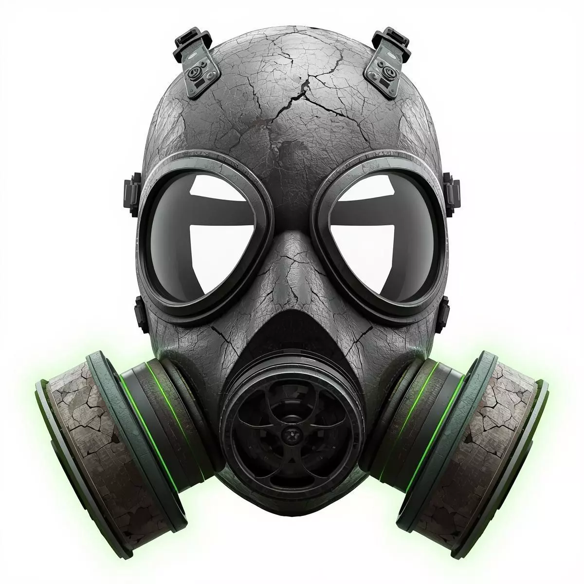 Cracked Biohazard Gas Mask 3D Model Post Apocalyptic Prop Low-poly 3D model_0