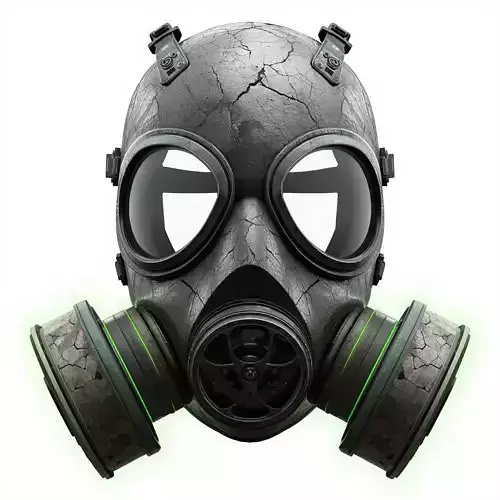 Cracked Biohazard Gas Mask 3D Model Post Apocalyptic Prop