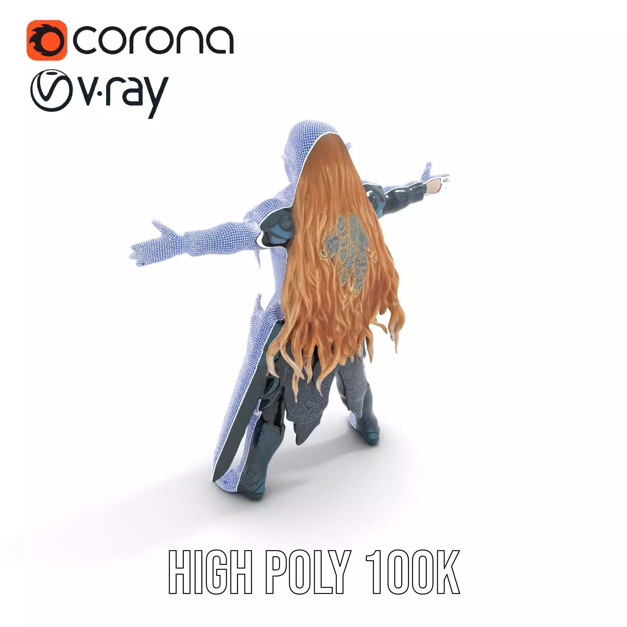 Elven Warrior Armor model pack Low-poly 3D model_33