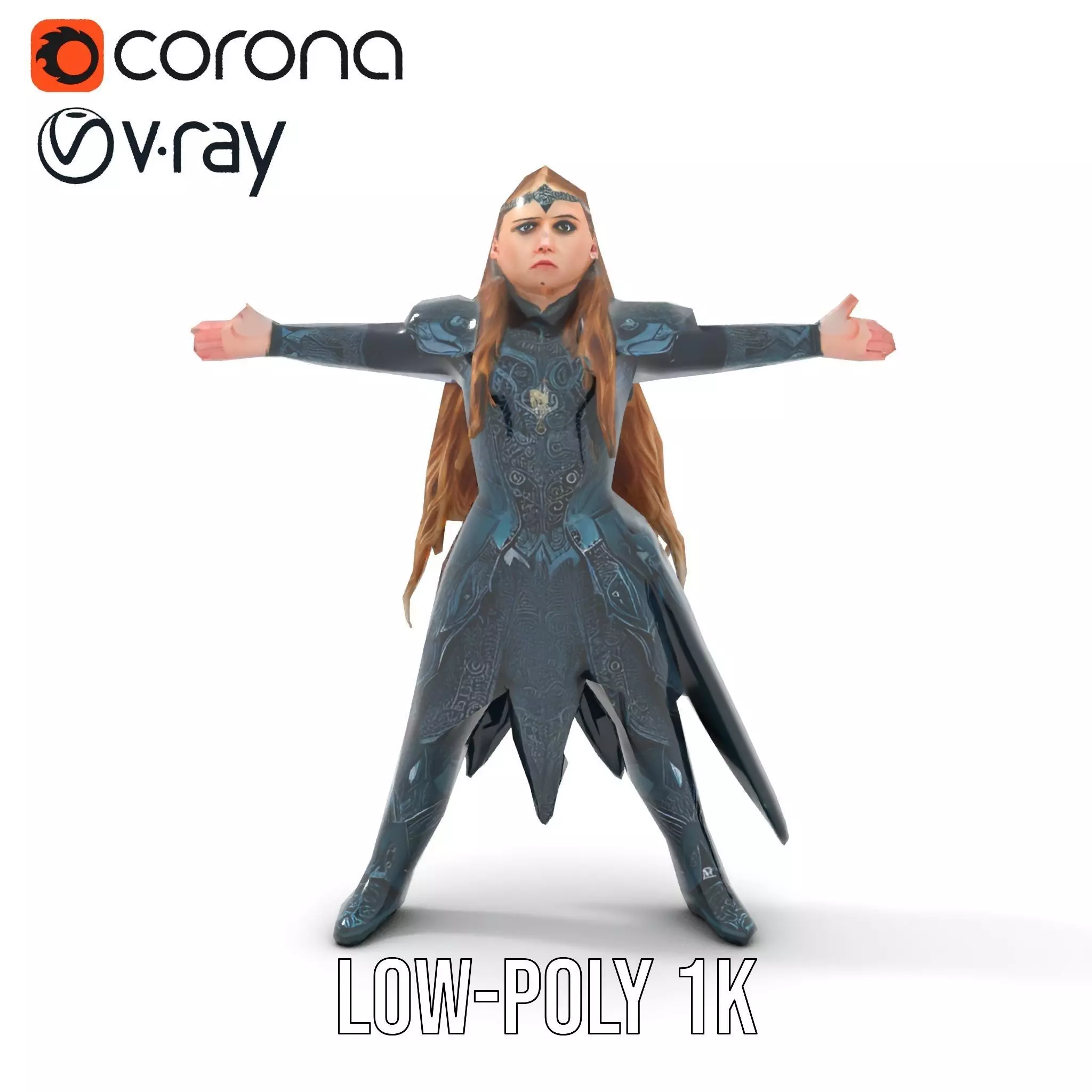 Elven Warrior Armor model pack Low-poly 3D model_15