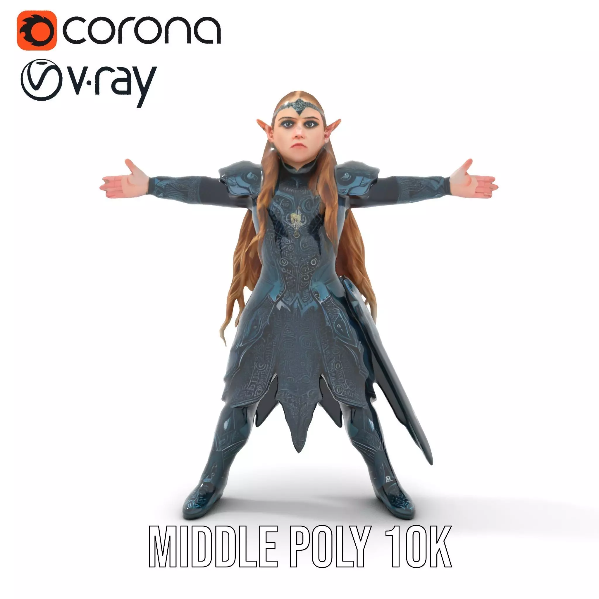 Elven Warrior Armor model pack Low-poly 3D model_12