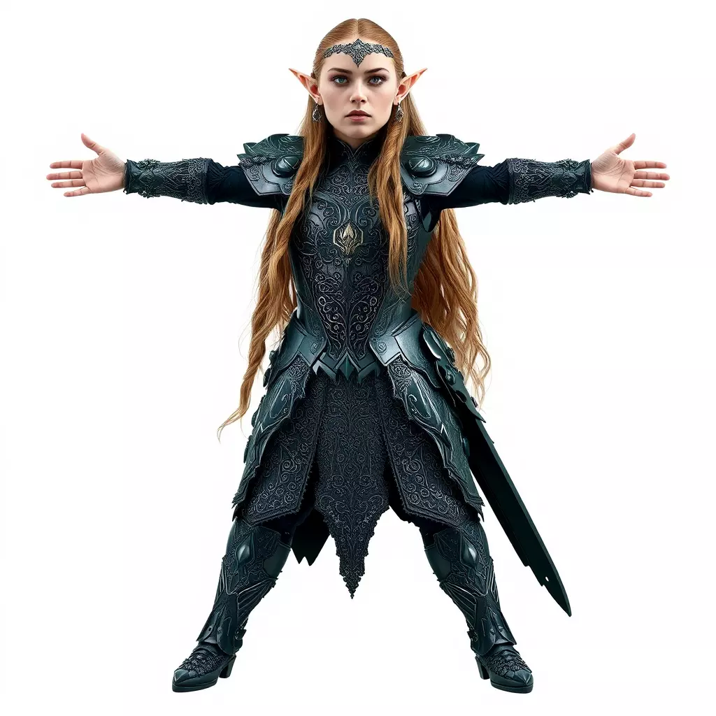 Elven Warrior Armor model pack Low-poly 3D model_3