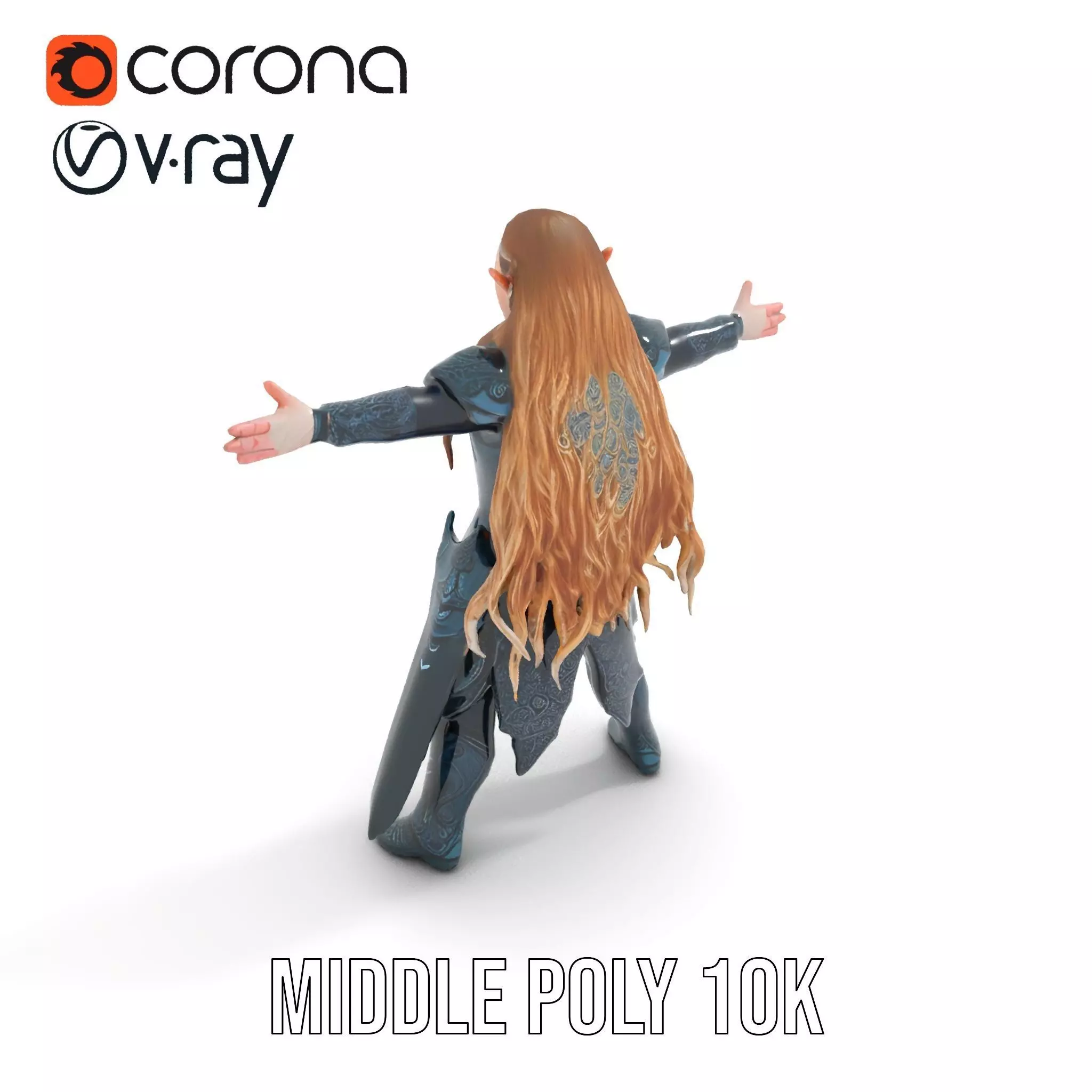 Elven Warrior Armor model pack Low-poly 3D model_14