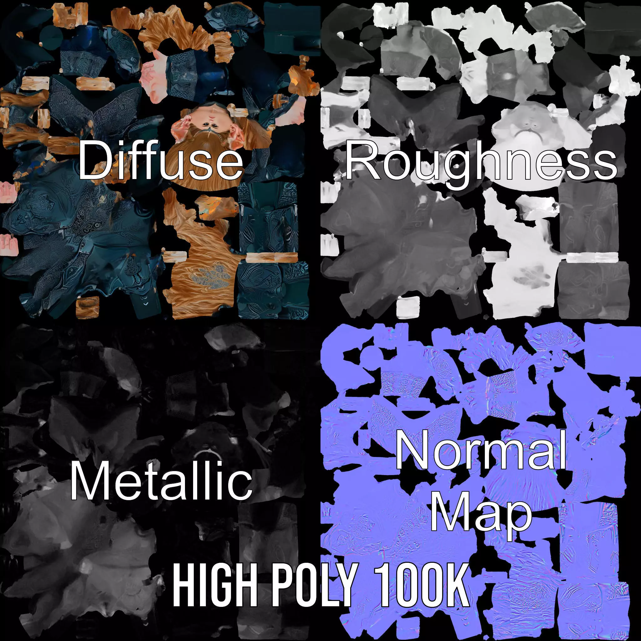 Elven Warrior Armor model pack Low-poly 3D model_4