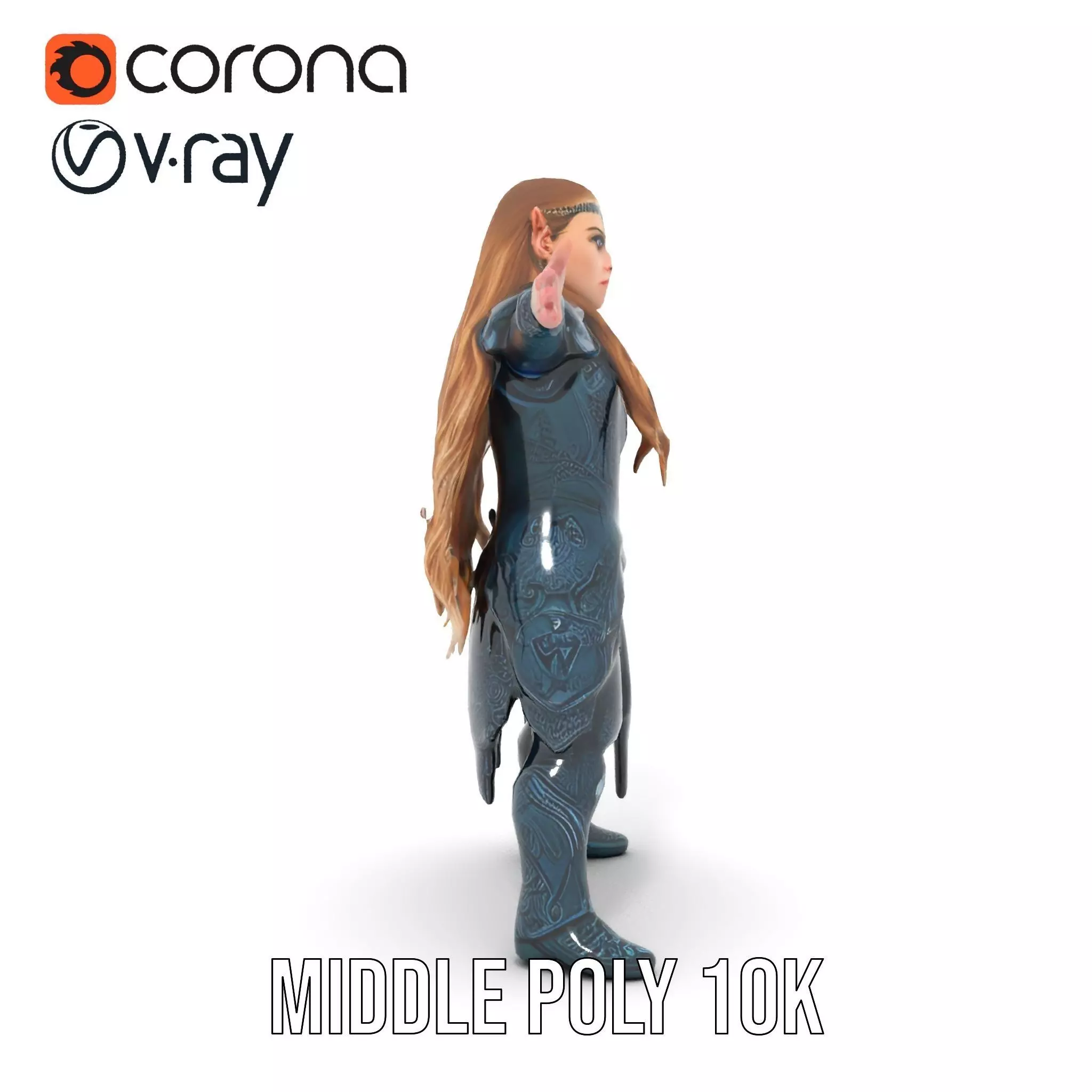 Elven Warrior Armor model pack Low-poly 3D model_7