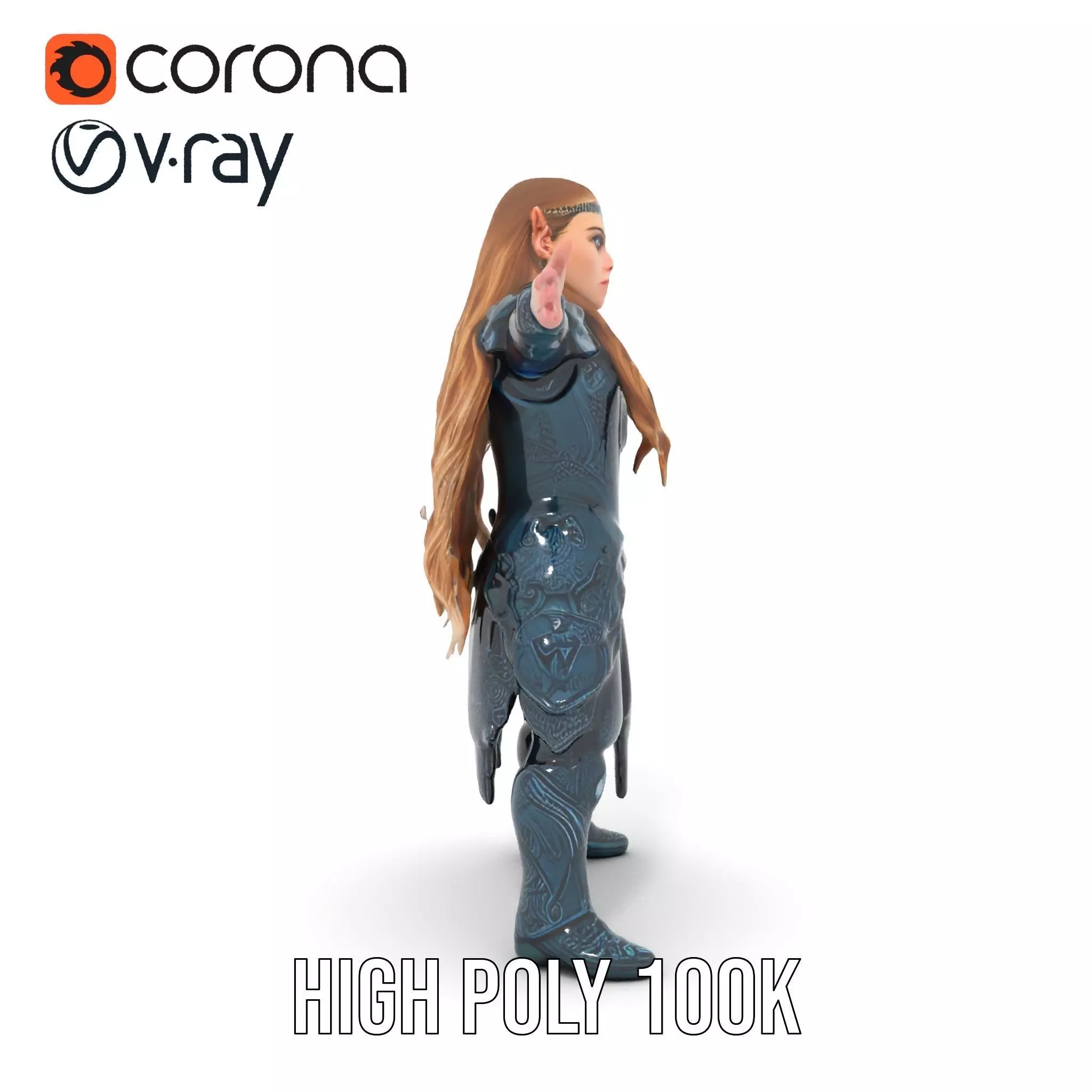 Elven Warrior Armor model pack Low-poly 3D model_27