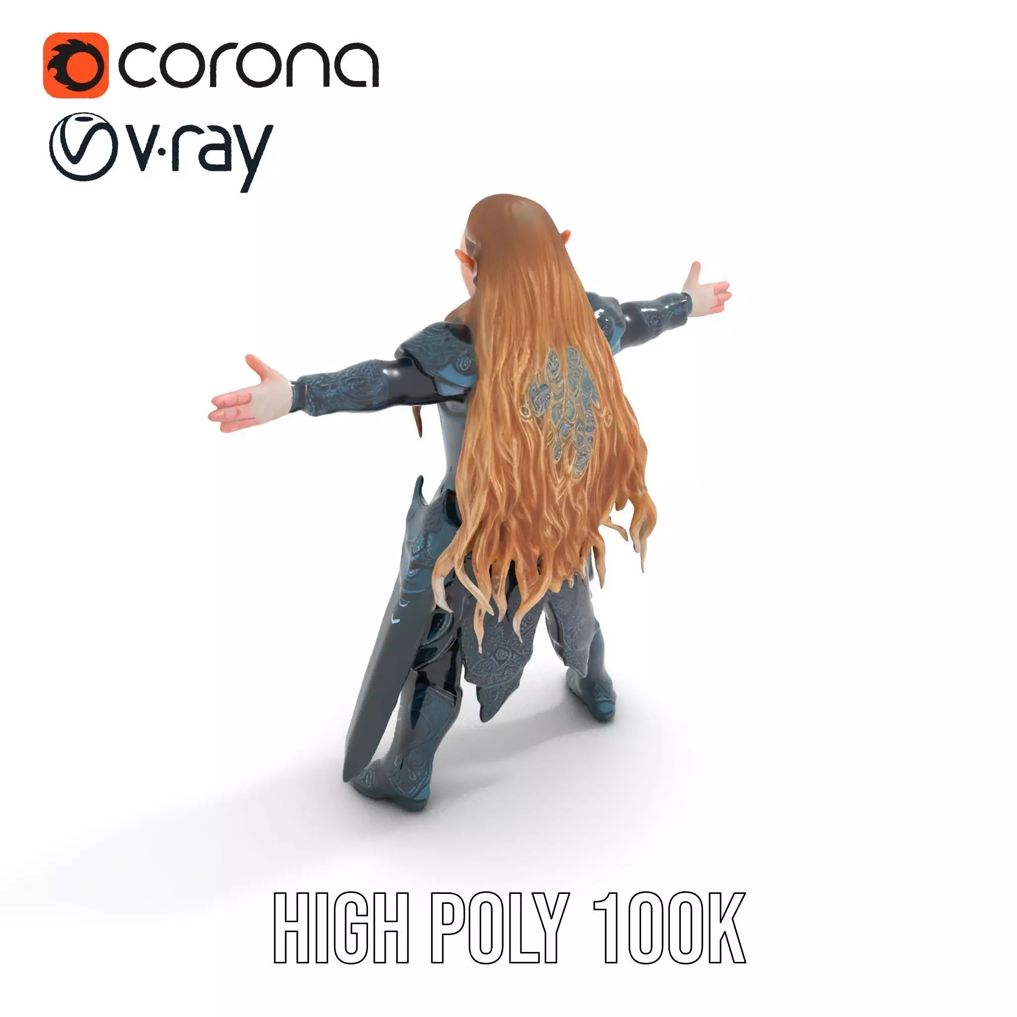 Elven Warrior Armor model pack Low-poly 3D model_22