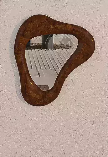 Wall Mirror with Carved Wooden Frame 