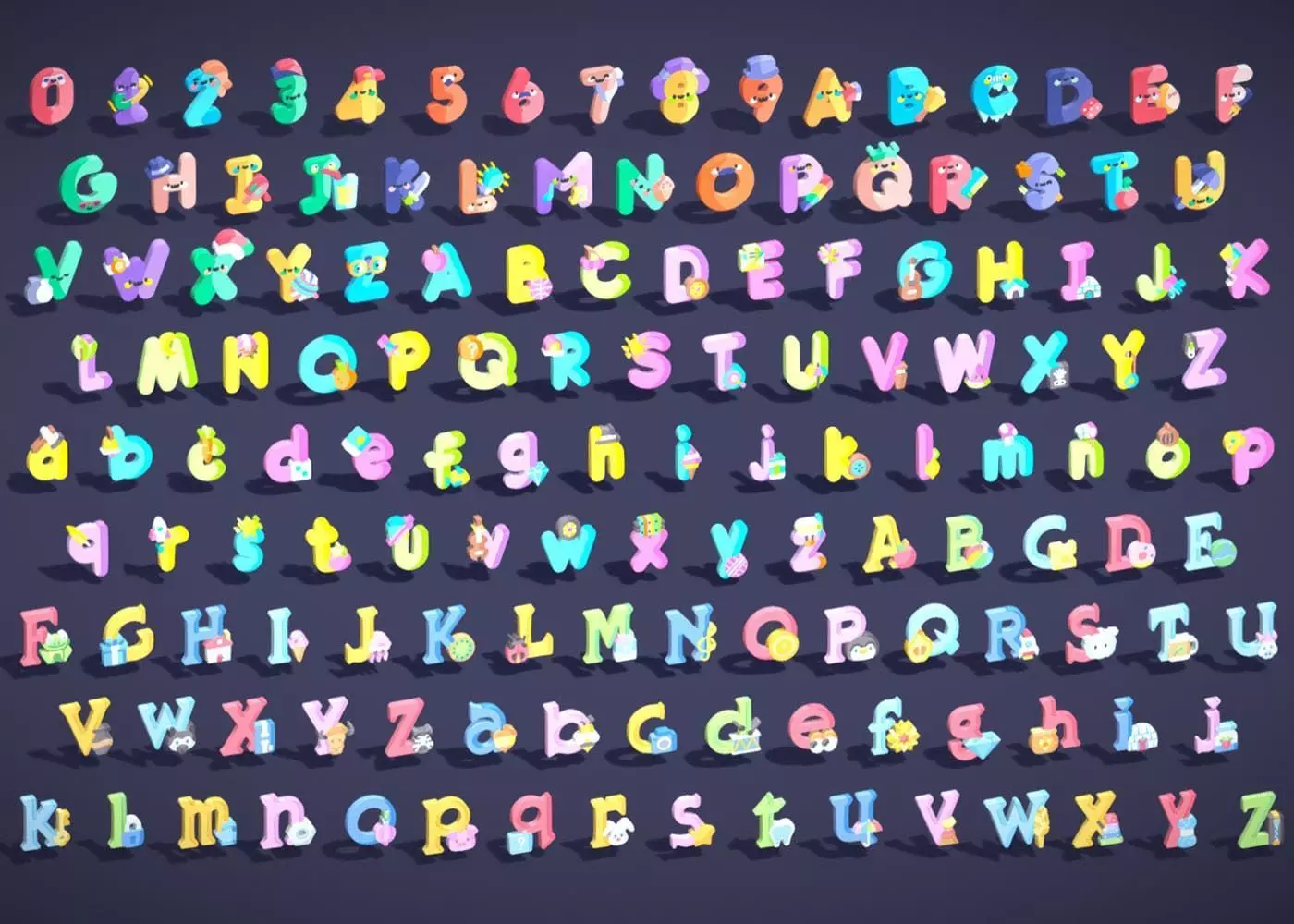 Toon Alphabets Numbers Mega Pack - Kids Learning Cartoon Pack Low-poly 3D model