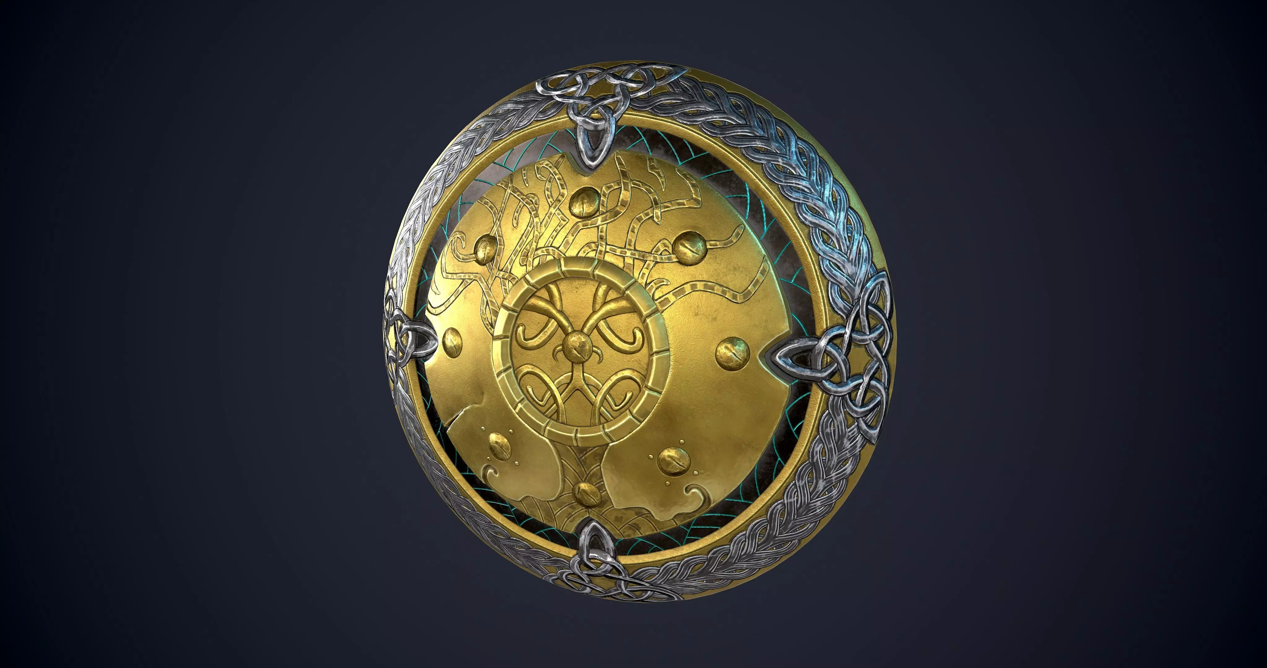 Nordic Shield with LODs- Level of Detail Low-poly 3D model_5