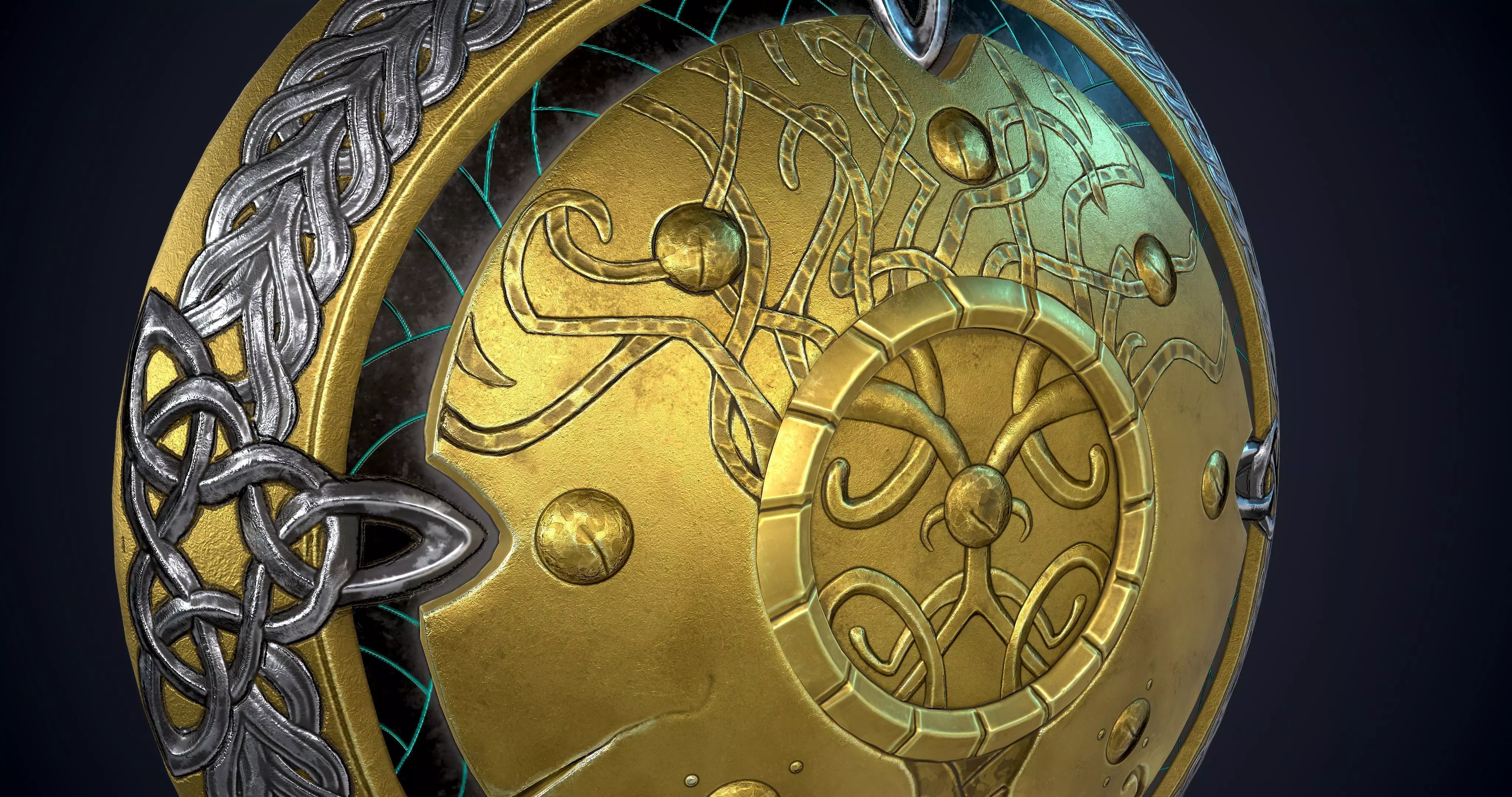 Nordic Shield with LODs- Level of Detail Low-poly 3D model_6