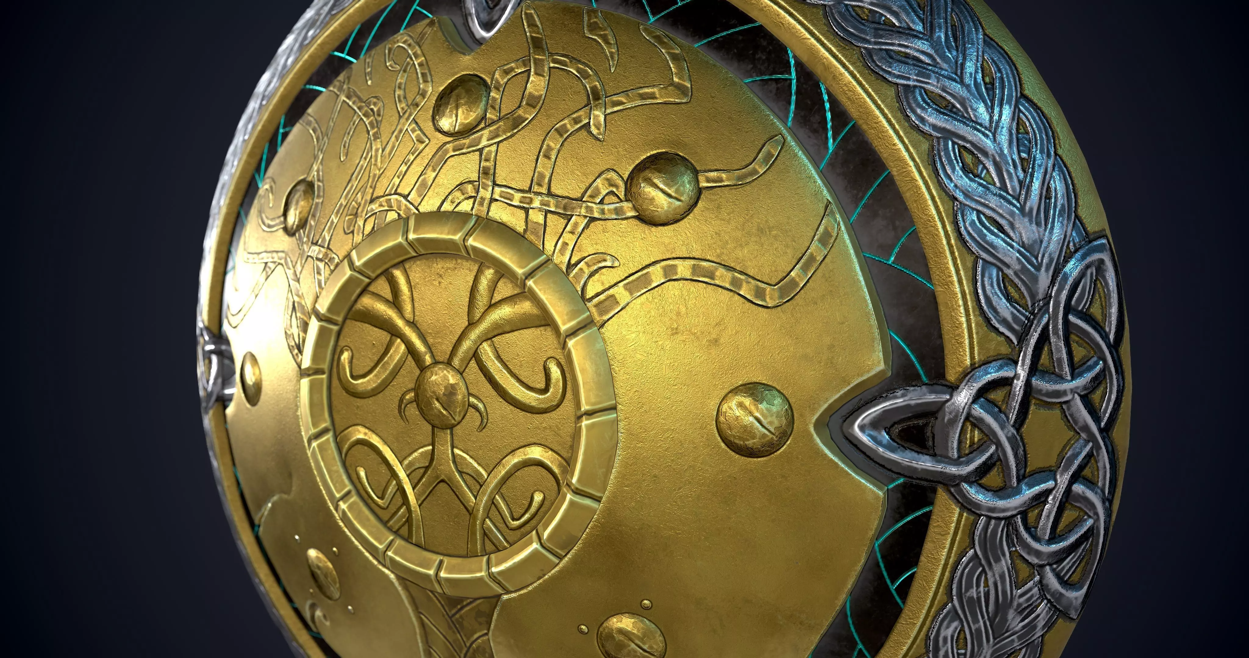 Nordic Shield with LODs- Level of Detail Low-poly 3D model_8