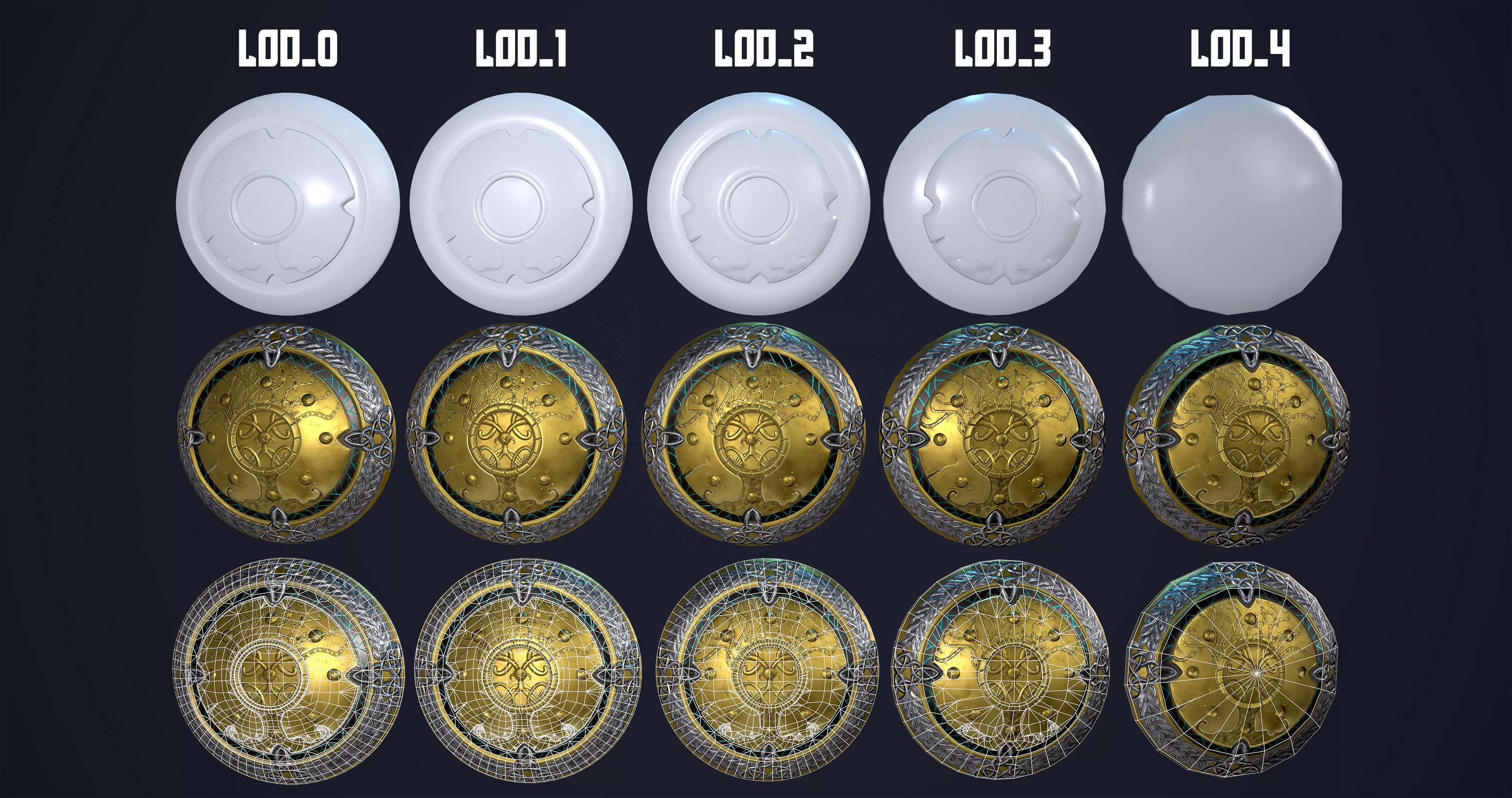 Nordic Shield with LODs- Level of Detail Low-poly 3D model_2