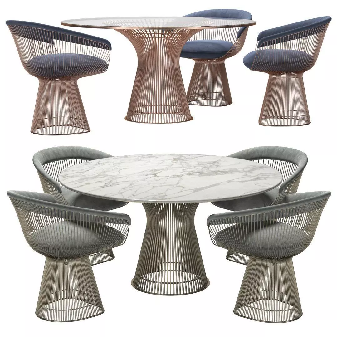 Knoll - Platner Dining Table with Chair 3D model