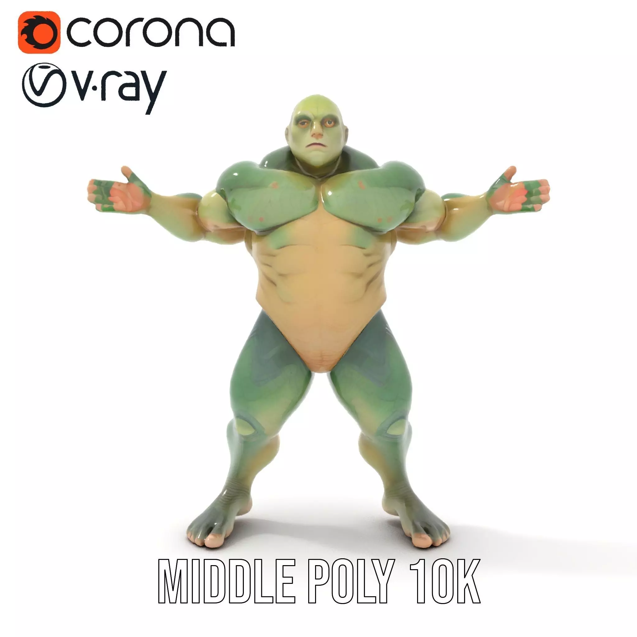 Green Scaled Lizardman model pack Low-poly 3D model_7