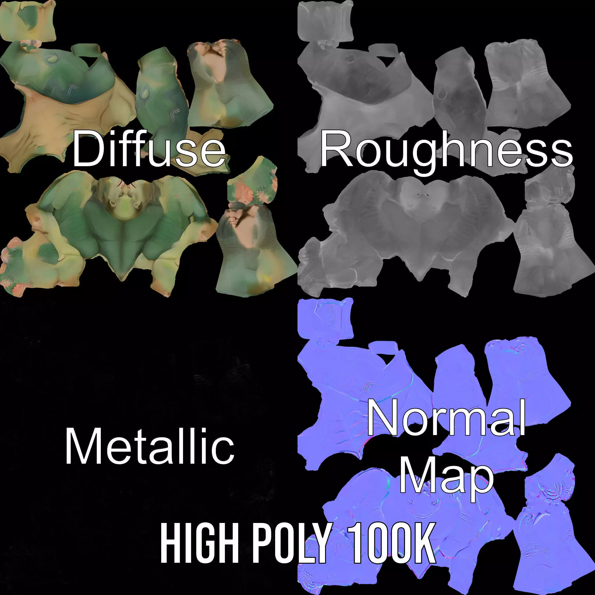 Green Scaled Lizardman model pack Low-poly 3D model_4