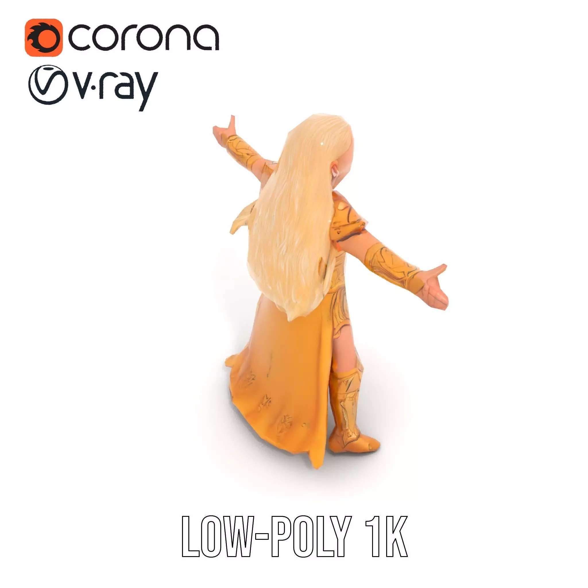 Golden Elven Warrior model pack Low-poly 3D model_8