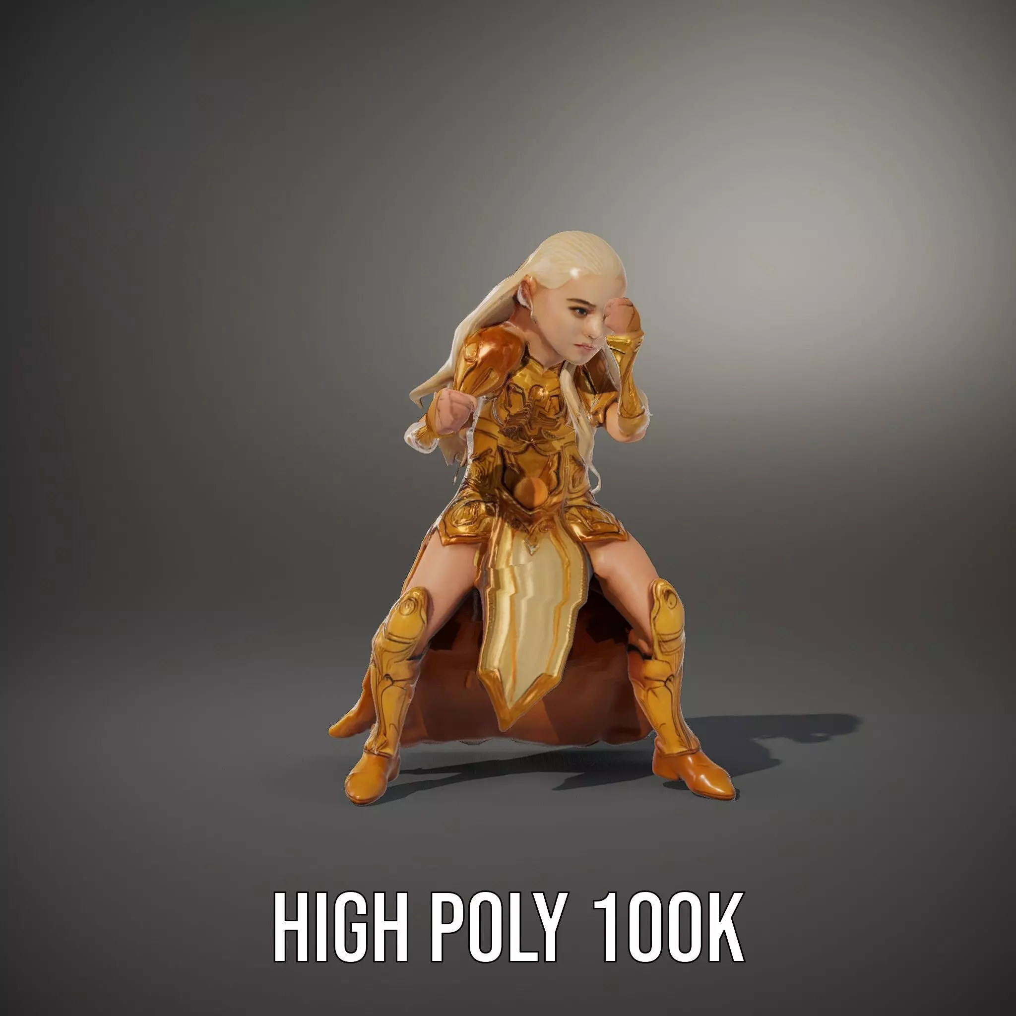 Golden Elven Warrior model pack Low-poly 3D model_9