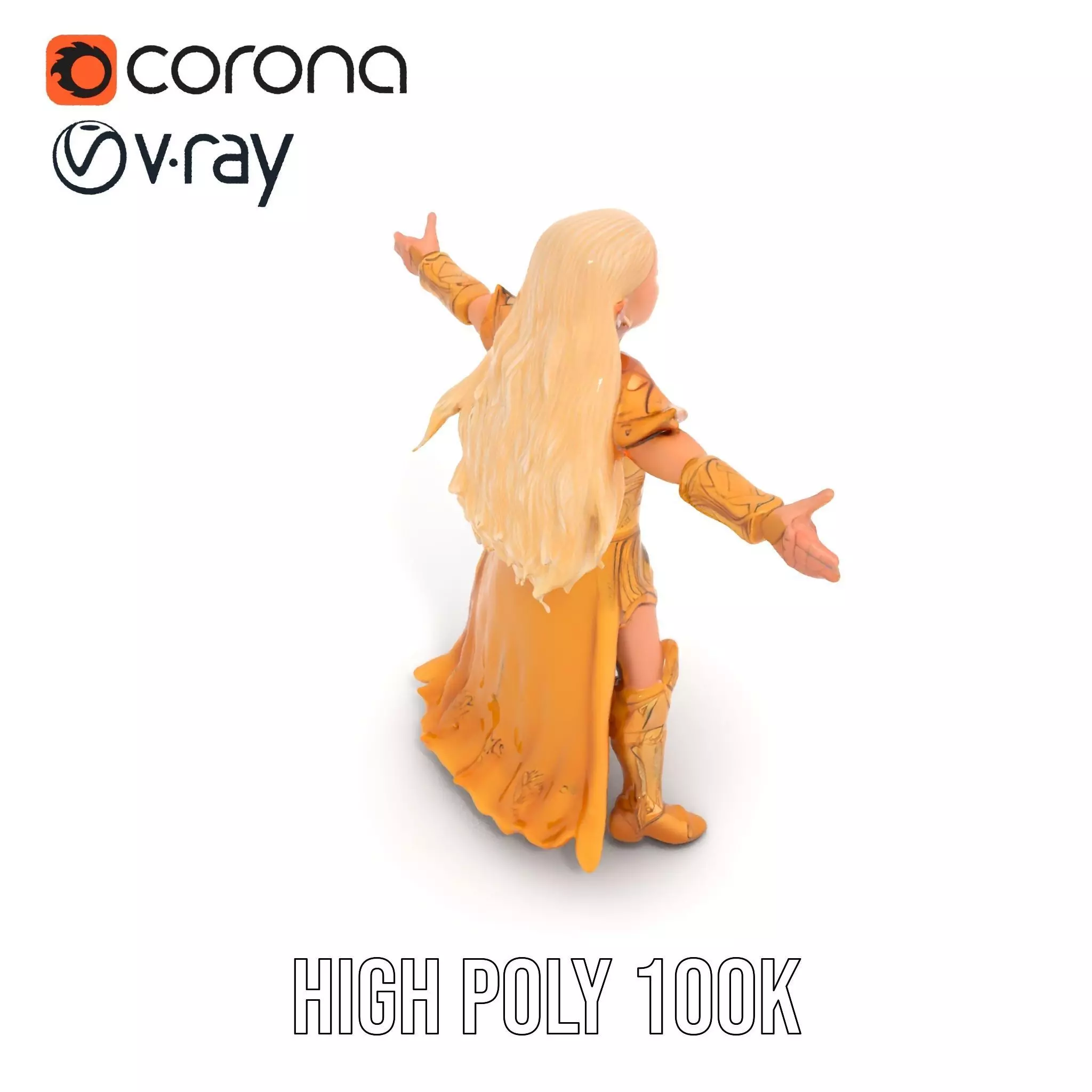 Golden Elven Warrior model pack Low-poly 3D model_16