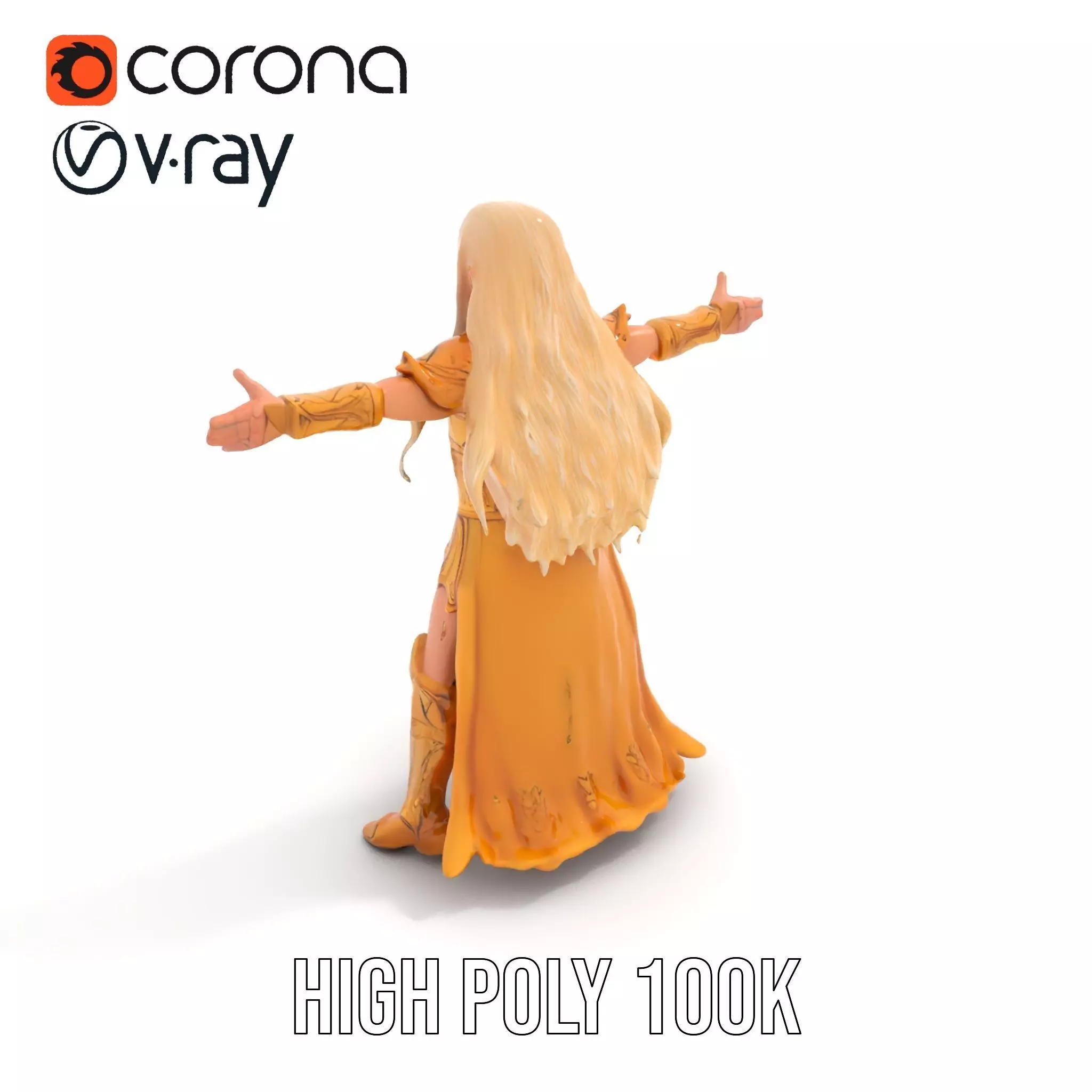 Golden Elven Warrior model pack Low-poly 3D model_21