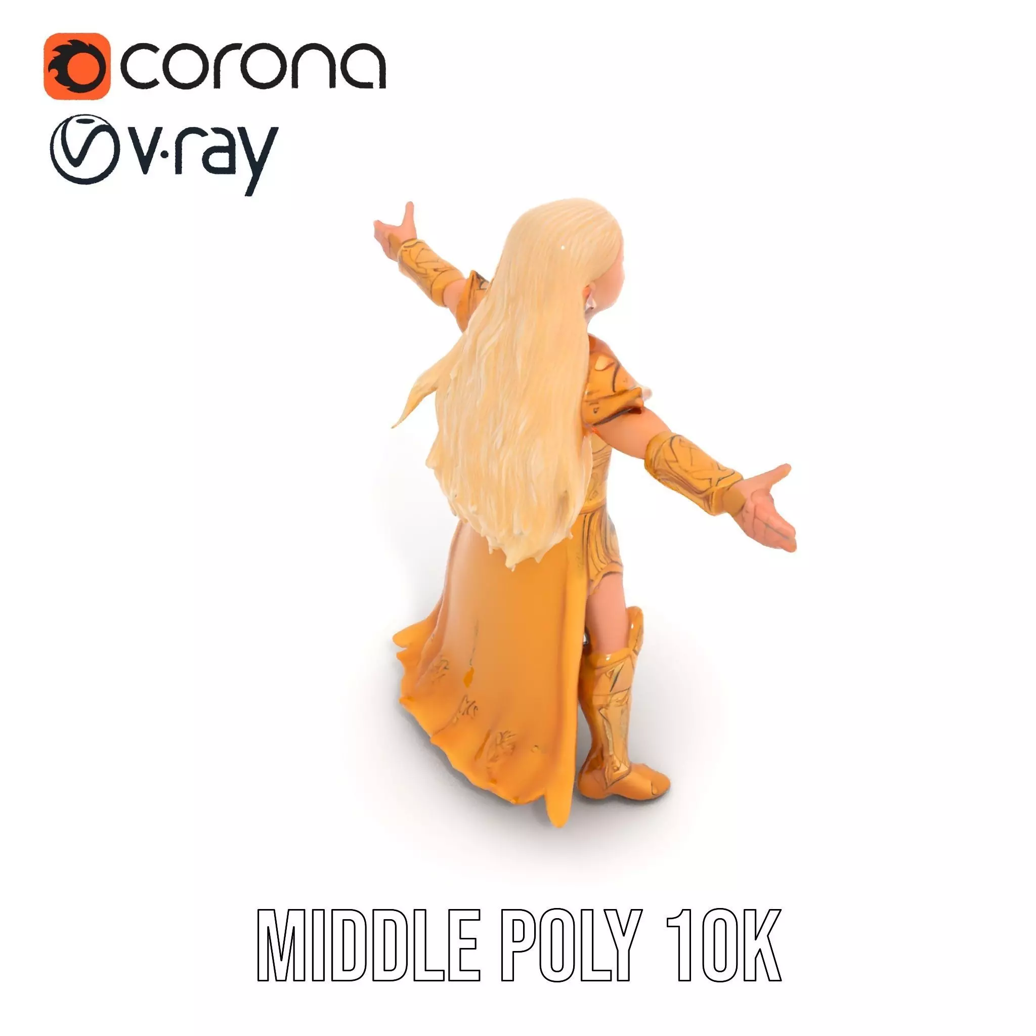 Golden Elven Warrior model pack Low-poly 3D model_19