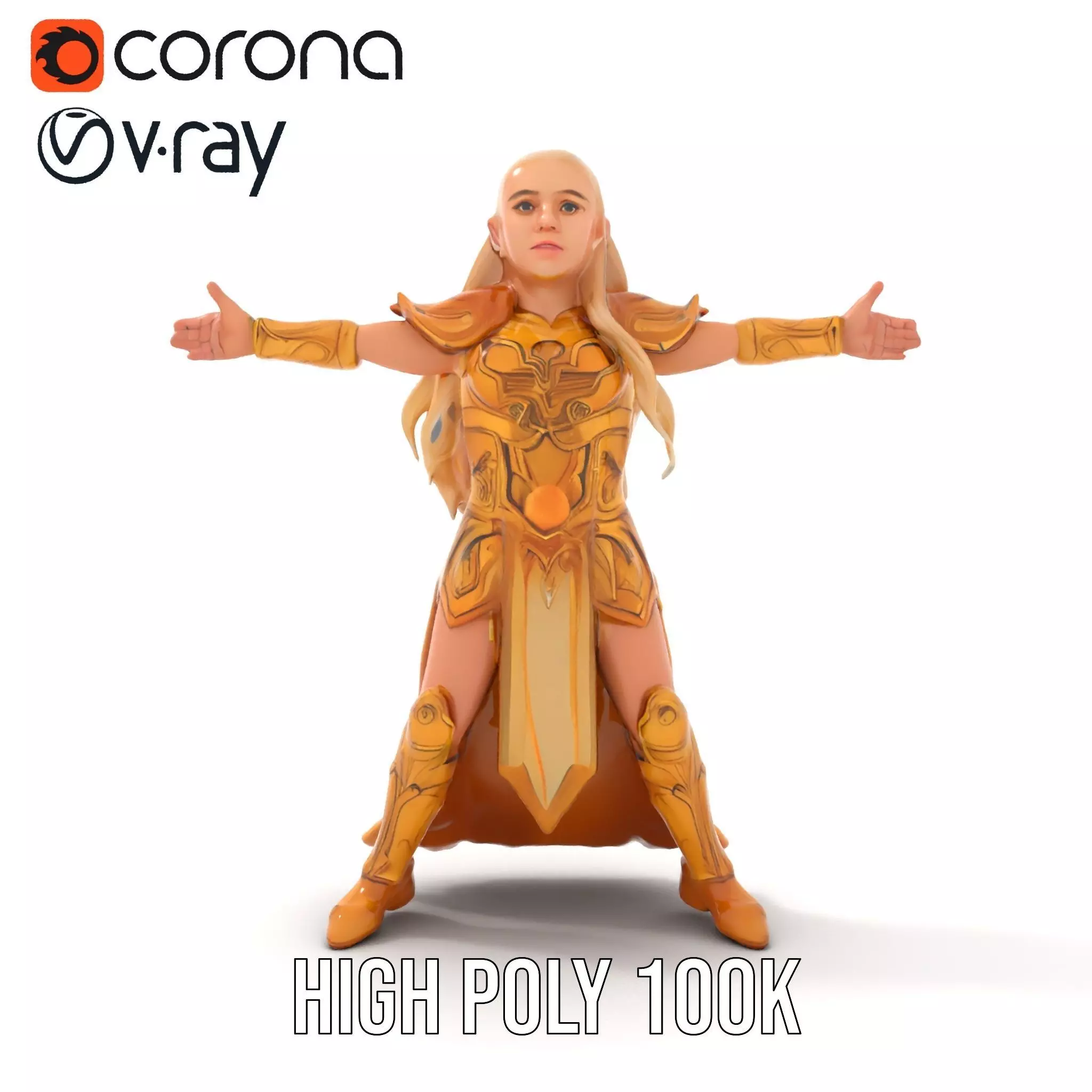 Golden Elven Warrior model pack Low-poly 3D model_24