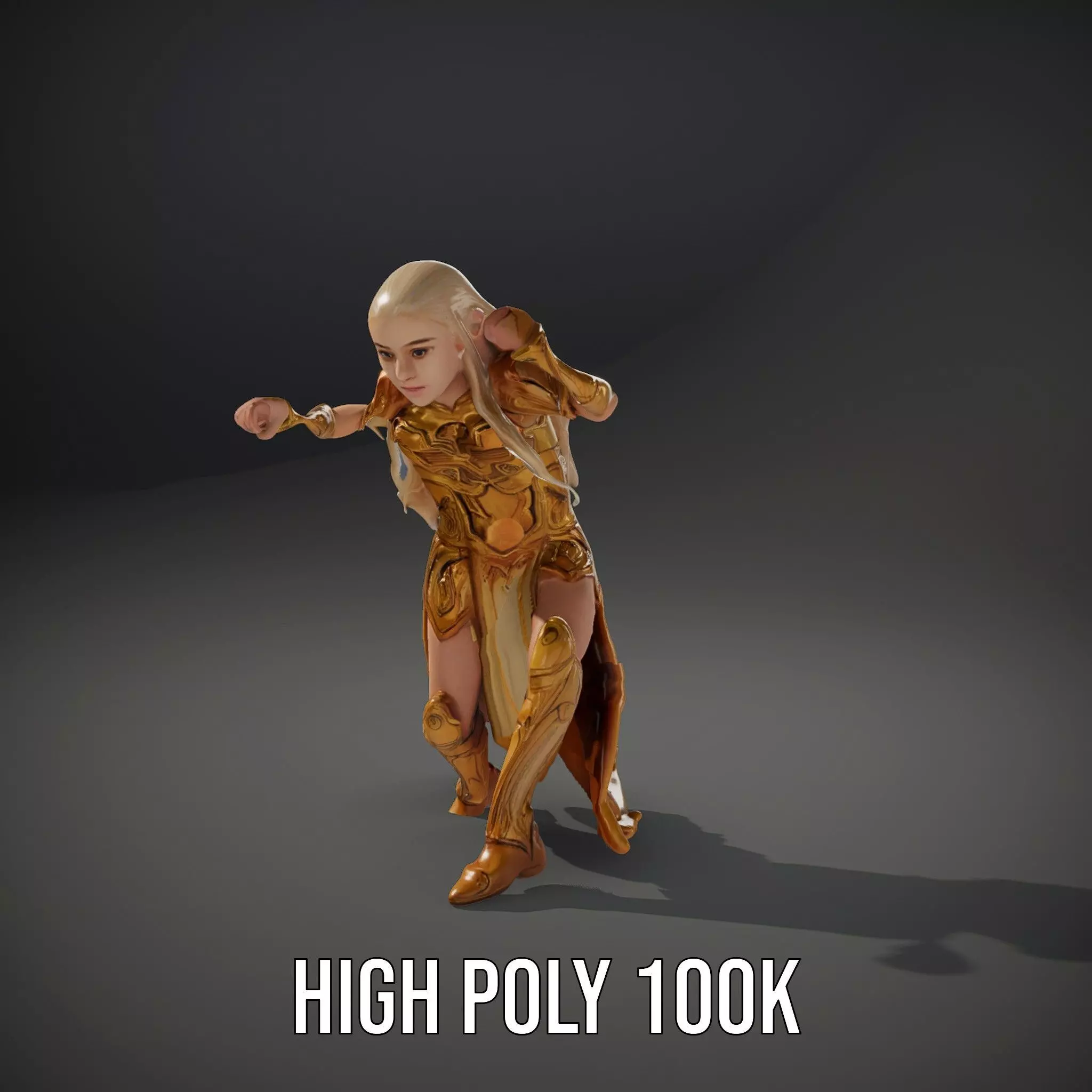 Golden Elven Warrior model pack Low-poly 3D model_11