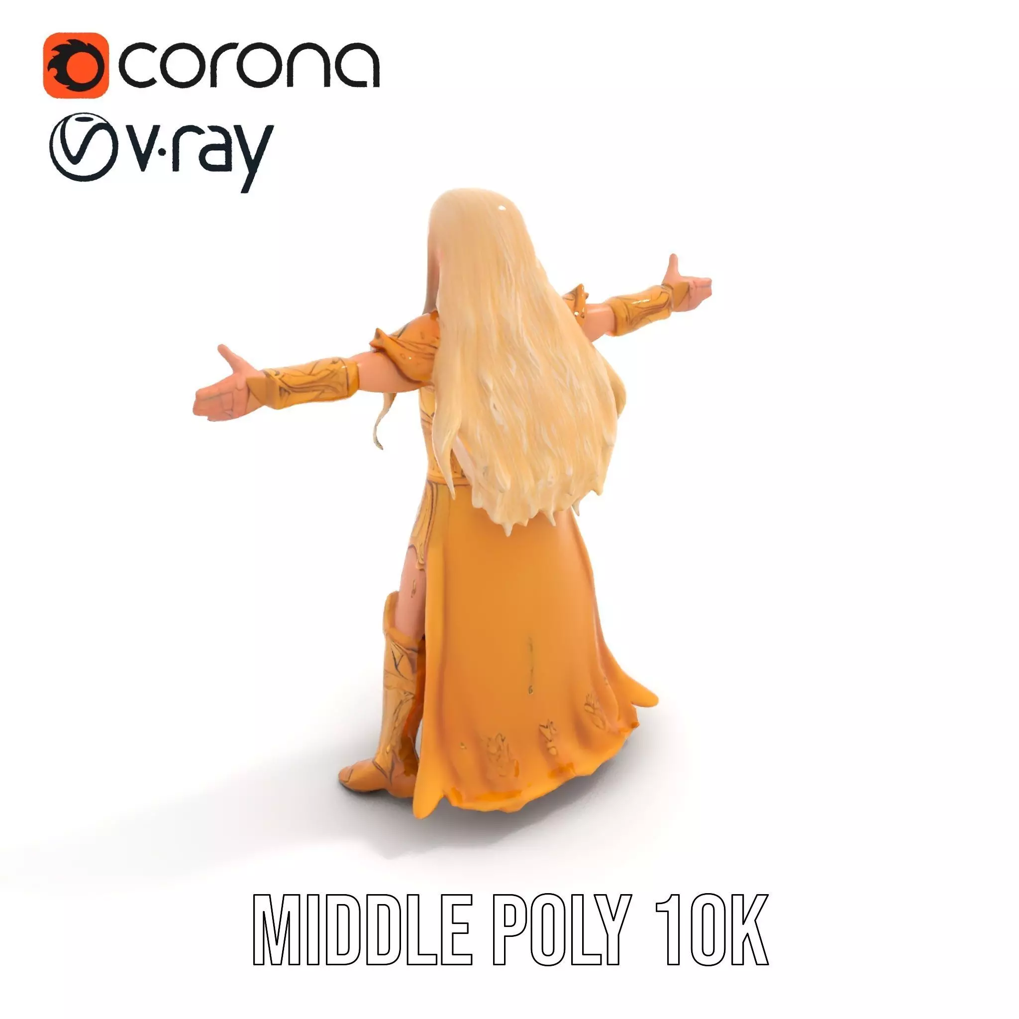 Golden Elven Warrior model pack Low-poly 3D model_14