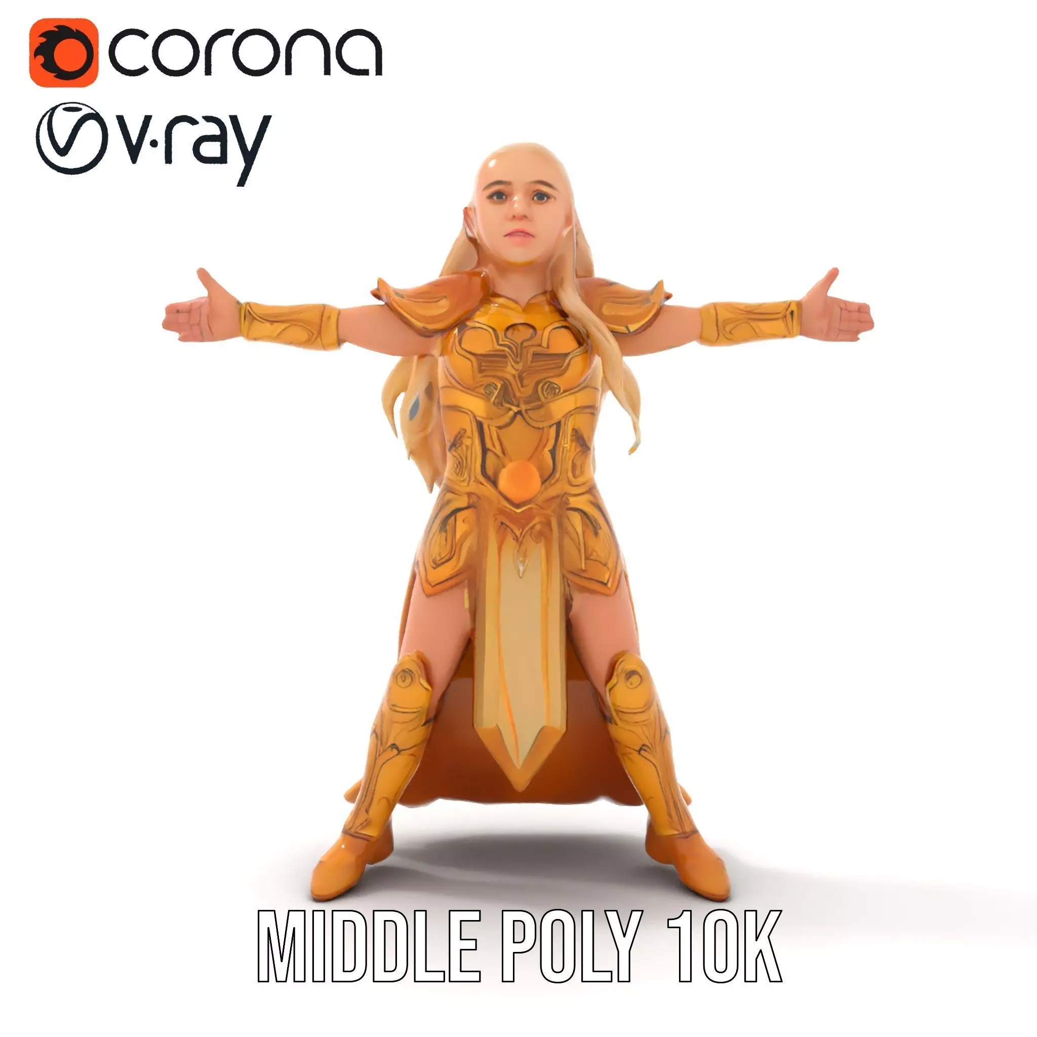 Golden Elven Warrior model pack Low-poly 3D model_6