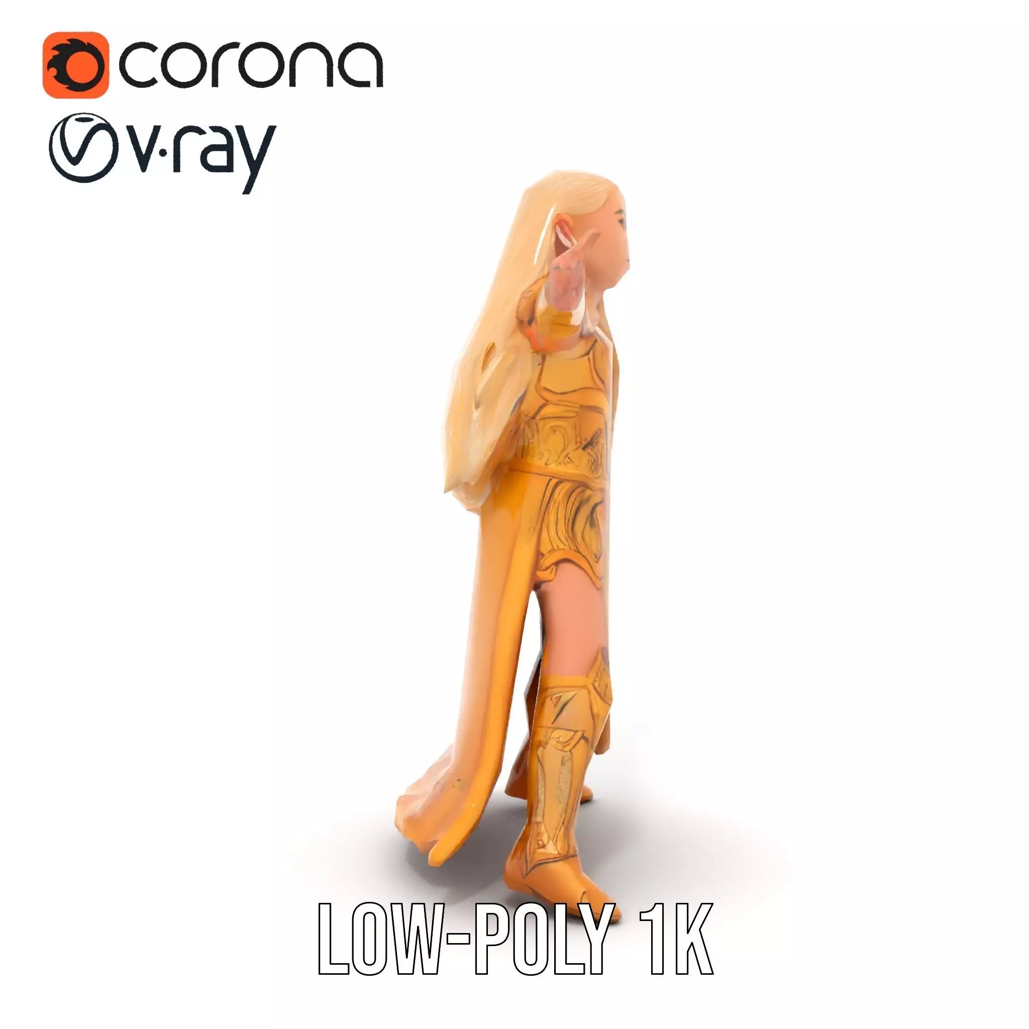 Golden Elven Warrior model pack Low-poly 3D model_32