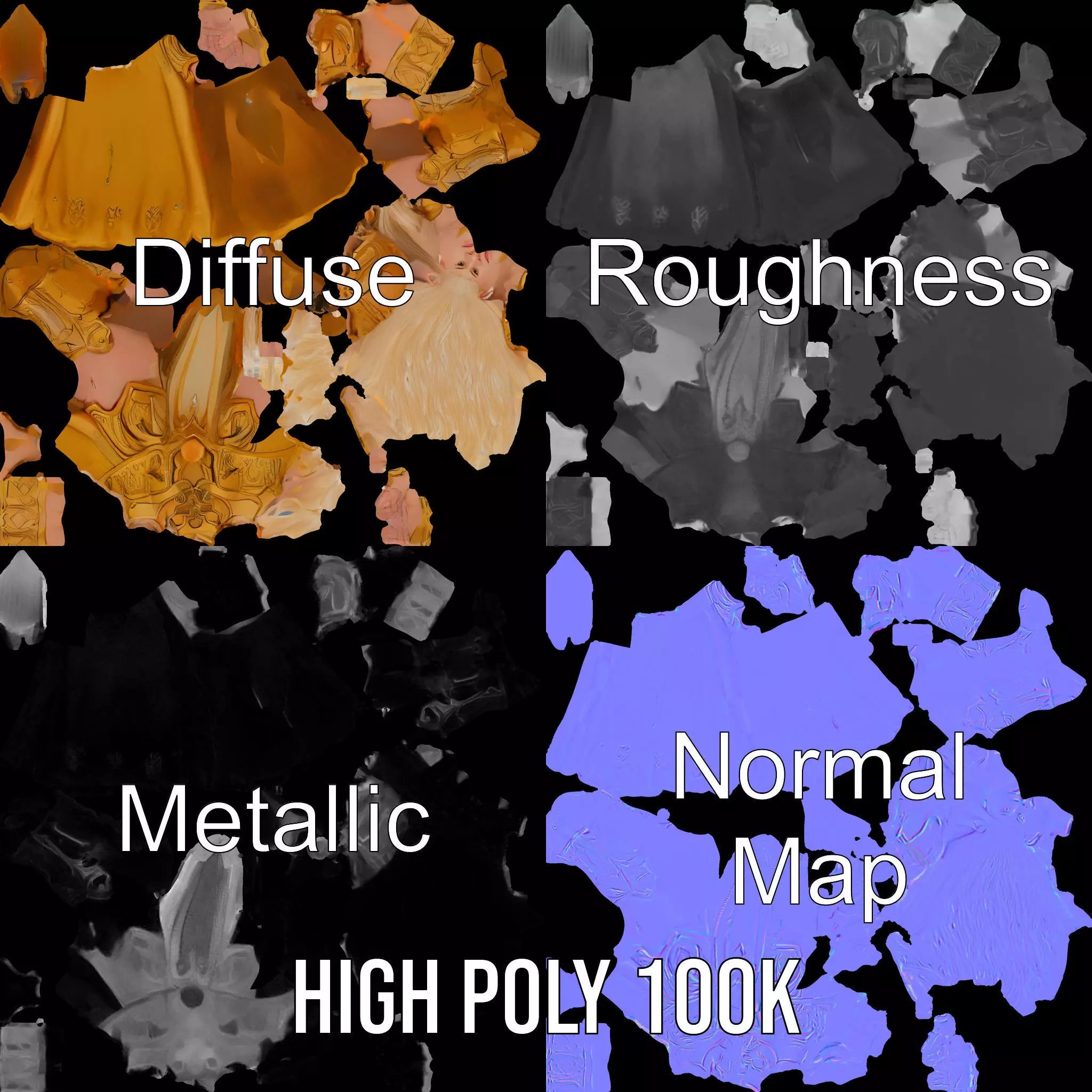 Golden Elven Warrior model pack Low-poly 3D model_4