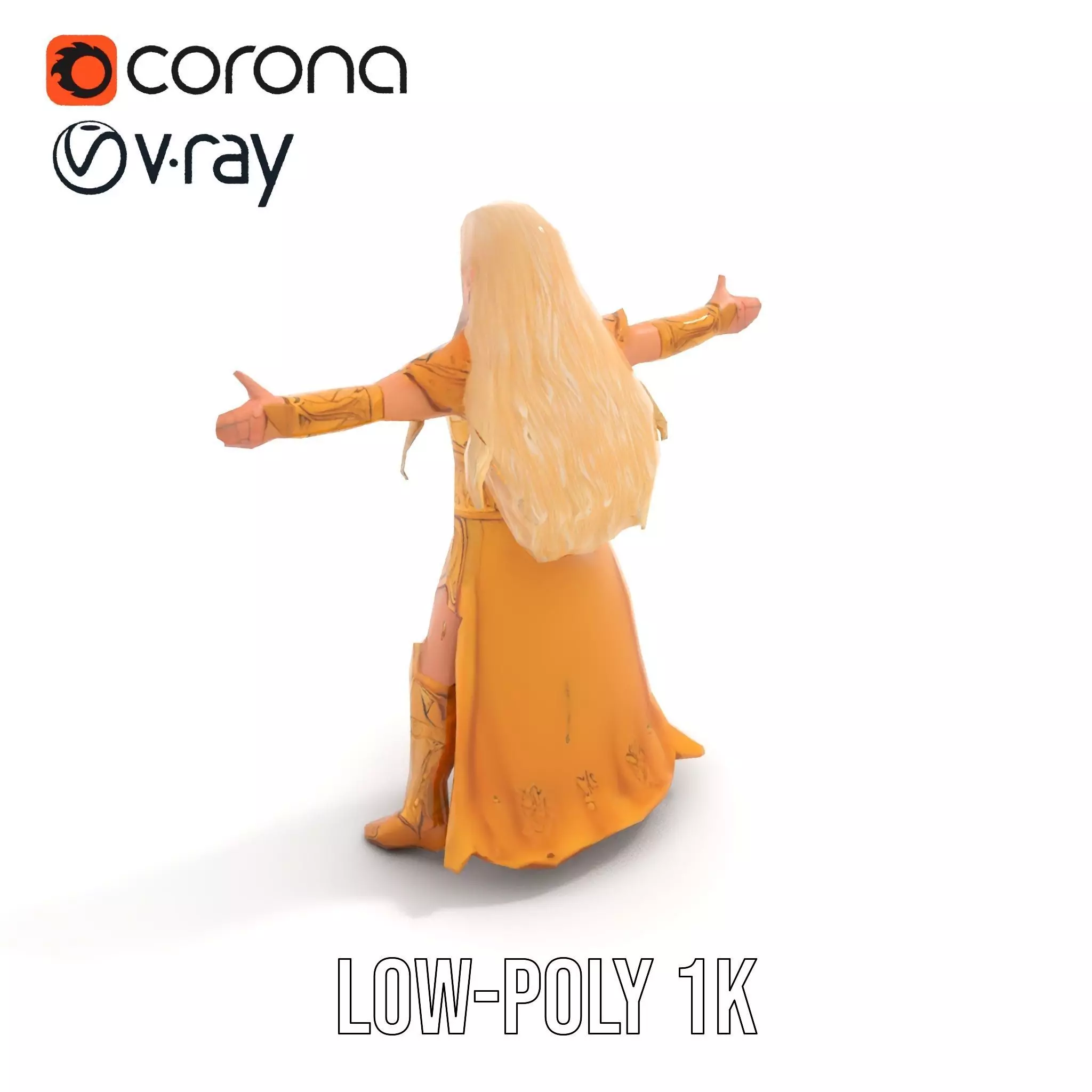 Golden Elven Warrior model pack Low-poly 3D model_15