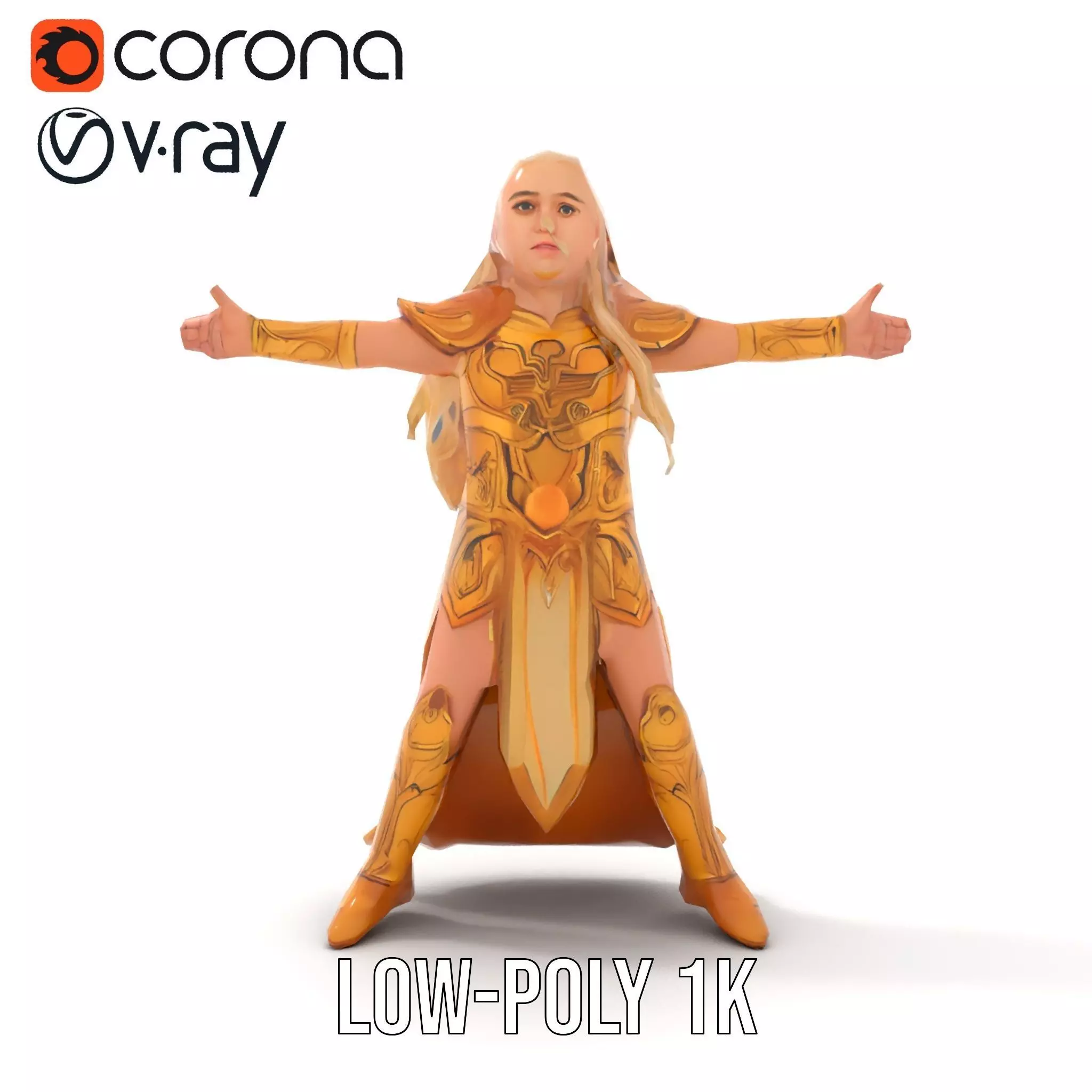 Golden Elven Warrior model pack Low-poly 3D model_13