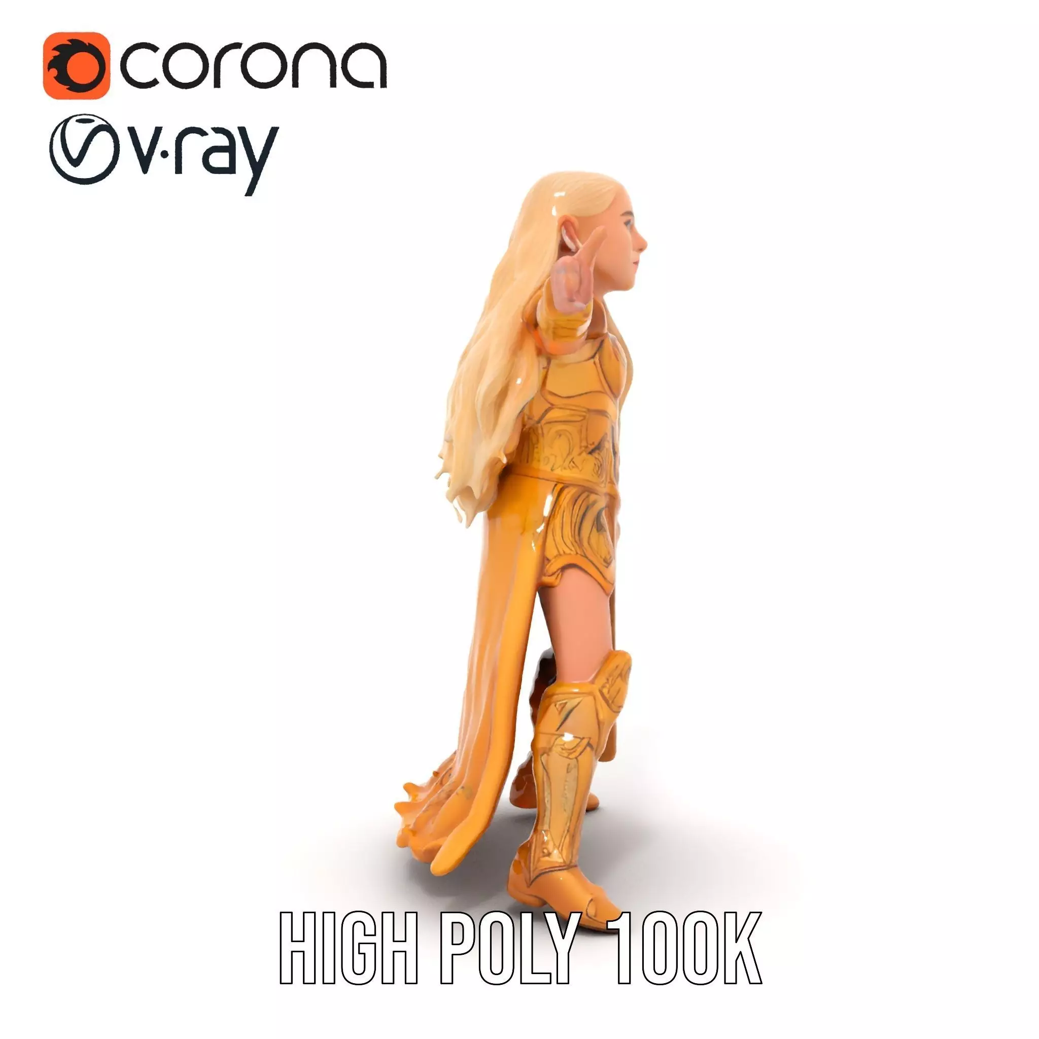 Golden Elven Warrior model pack Low-poly 3D model_27