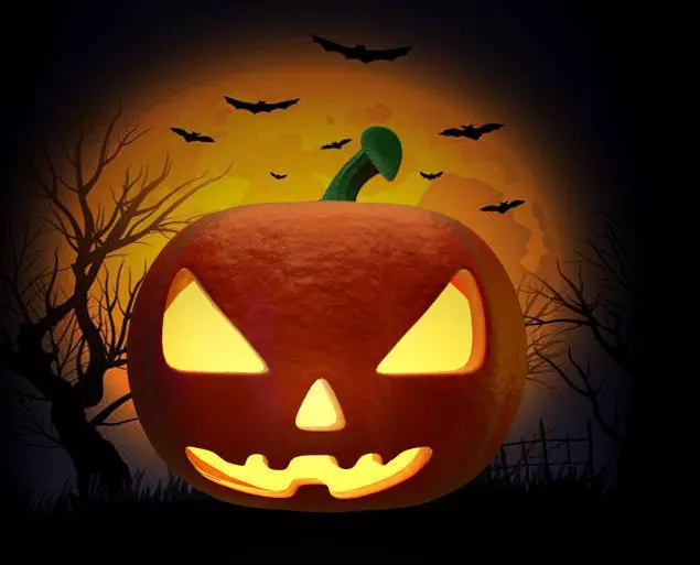 Jack-o-Lantern halloween pumpkin Low-poly 3D model_0
