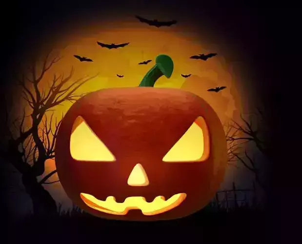 Jack-o-Lantern halloween pumpkin Low-poly 3D model