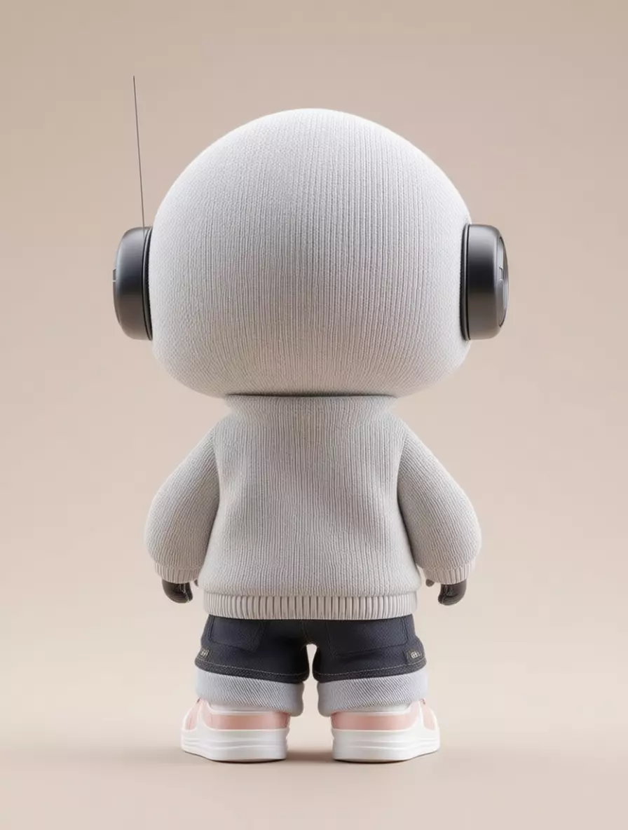 Cute Hoodie Robot 3D Model Glowing Eyes Streetwear Style Low-poly 3D model_5