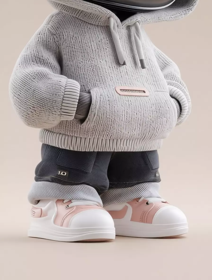 Cute Hoodie Robot 3D Model Glowing Eyes Streetwear Style Low-poly 3D model_7