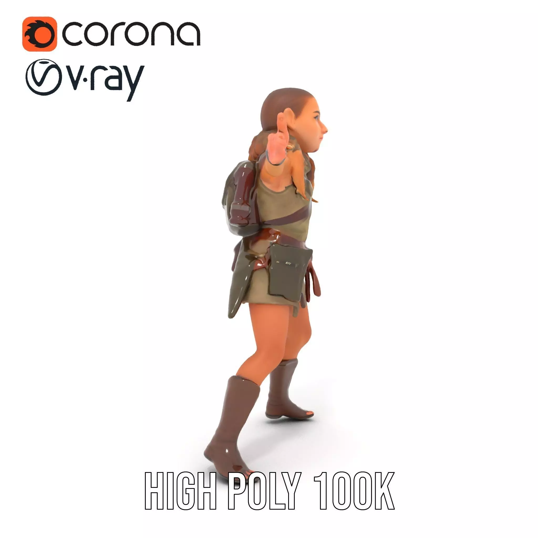 Elven Scout Costume model pack Low-poly 3D model_33