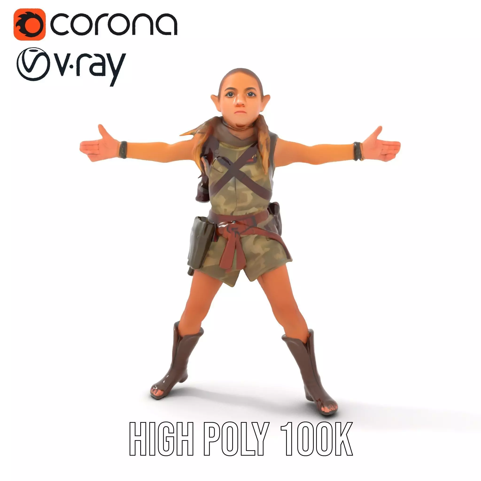 Elven Scout Costume model pack Low-poly 3D model_27