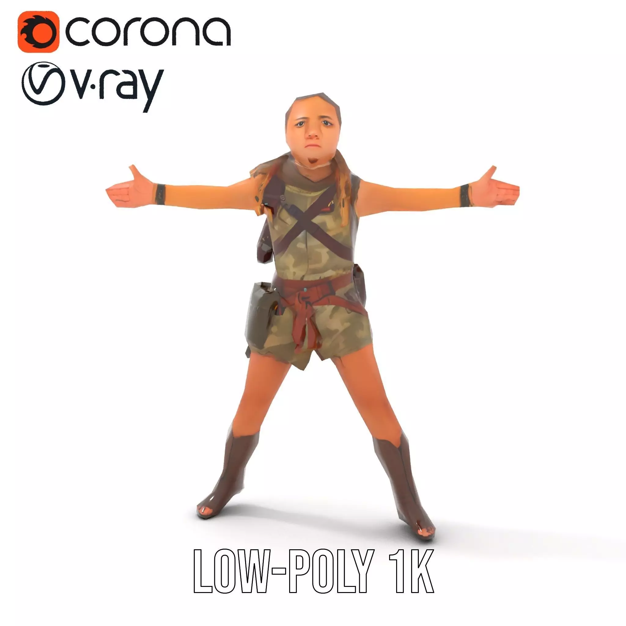 Elven Scout Costume model pack Low-poly 3D model_12