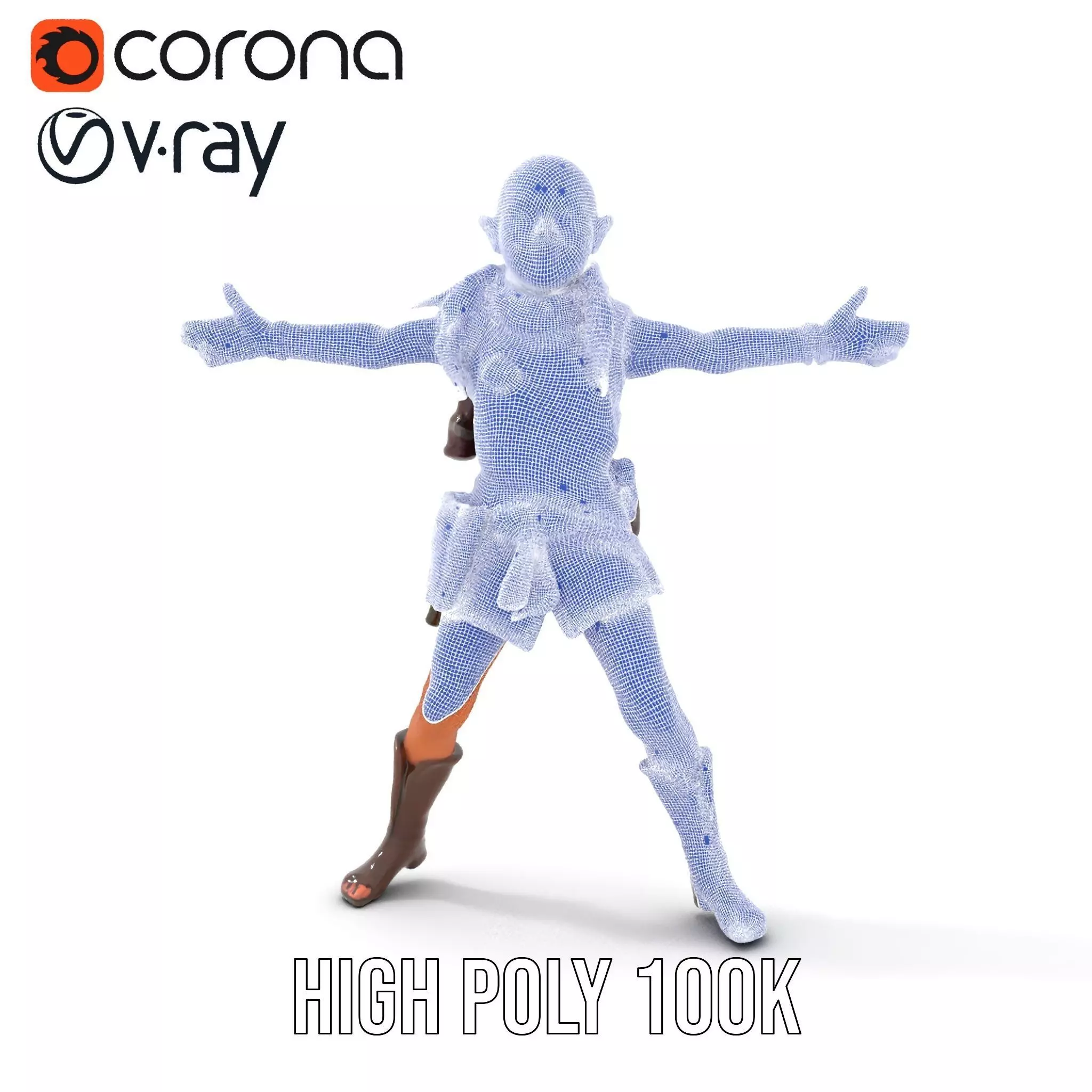 Elven Scout Costume model pack Low-poly 3D model_24