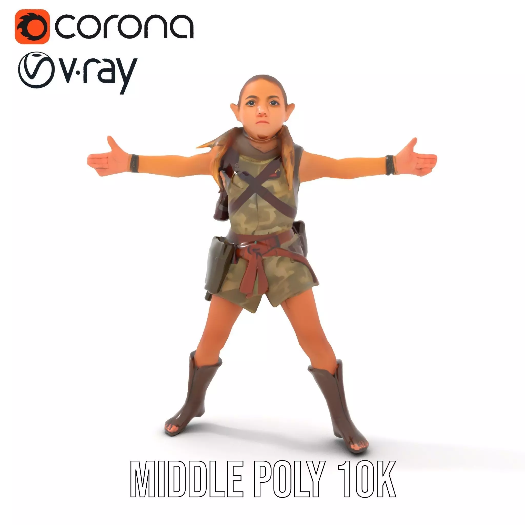 Elven Scout Costume model pack Low-poly 3D model_25