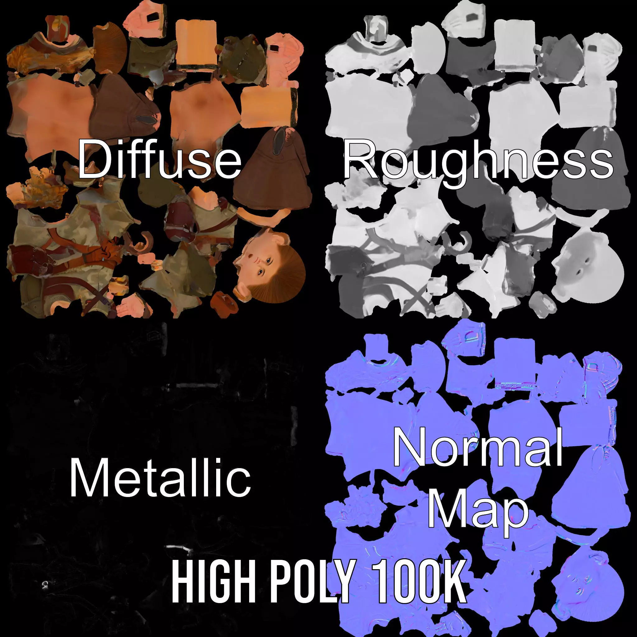 Elven Scout Costume model pack Low-poly 3D model_4