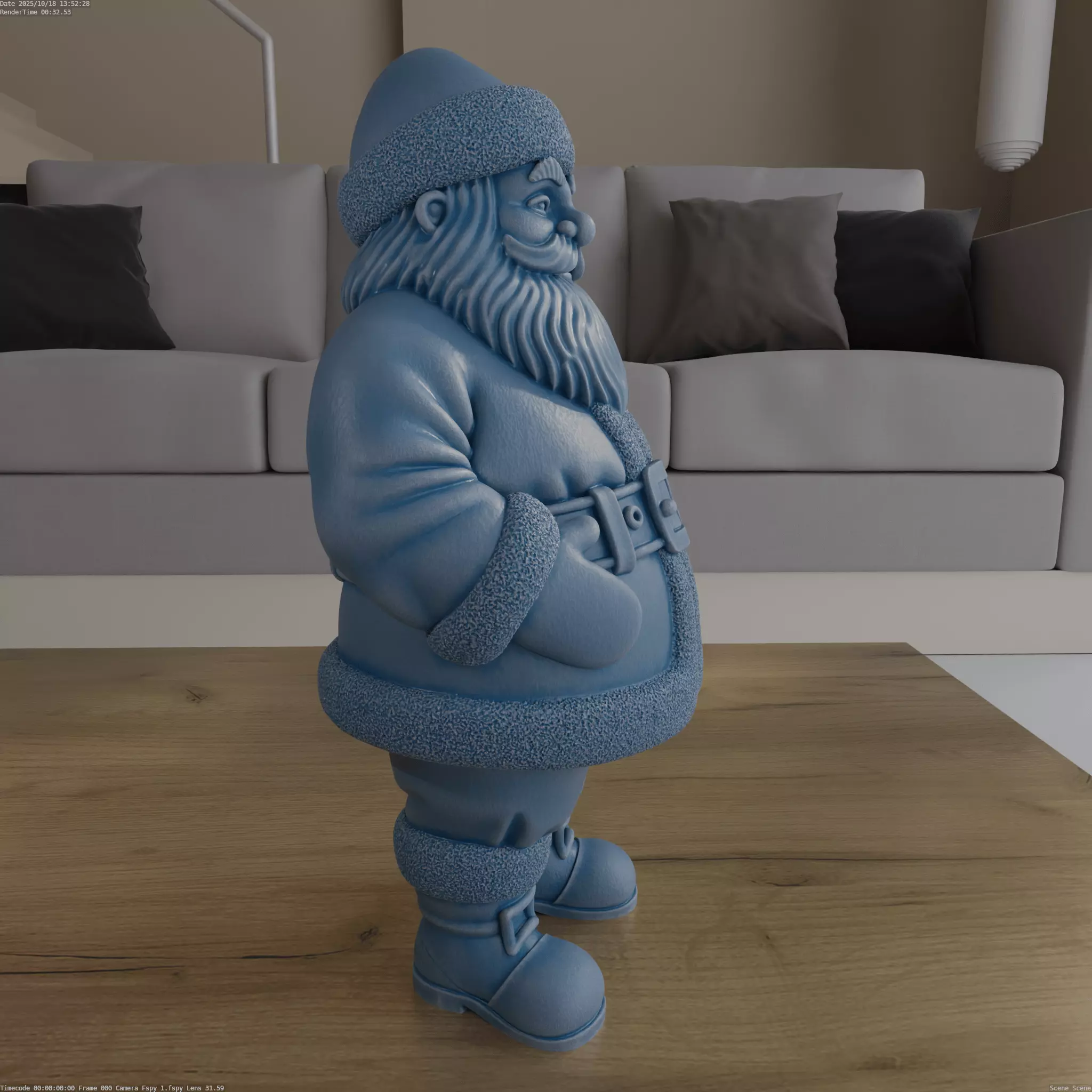Santa 3D Model STL Christmas Decor Print blender sculpted 3D print model_4