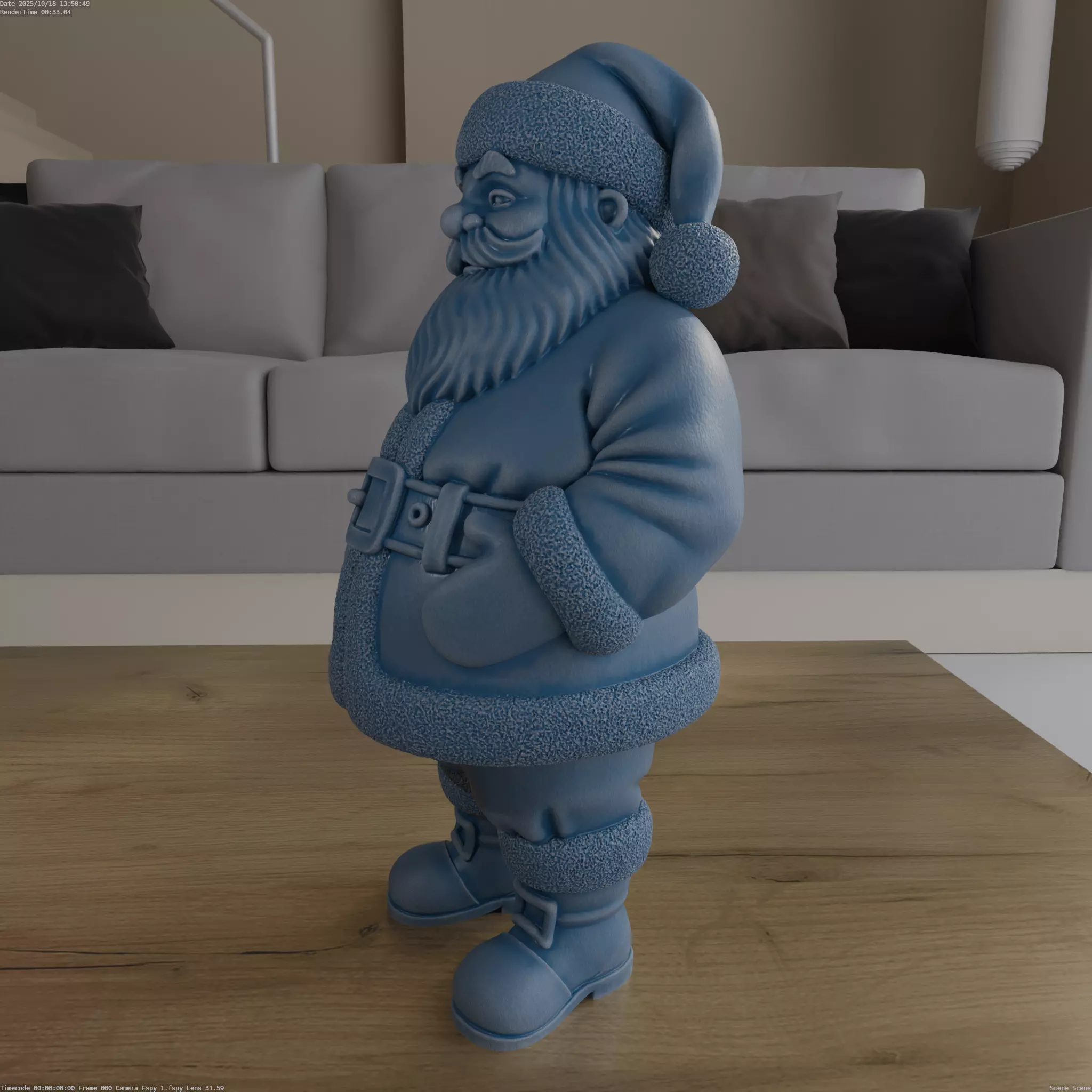 Santa 3D Model STL Christmas Decor Print blender sculpted 3D print model_2