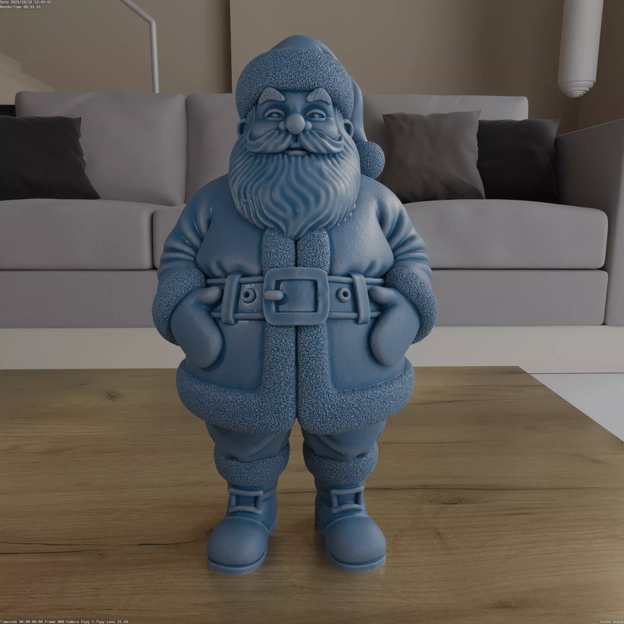 Santa 3D Model STL Christmas Decor Print blender sculpted 3D print model_1