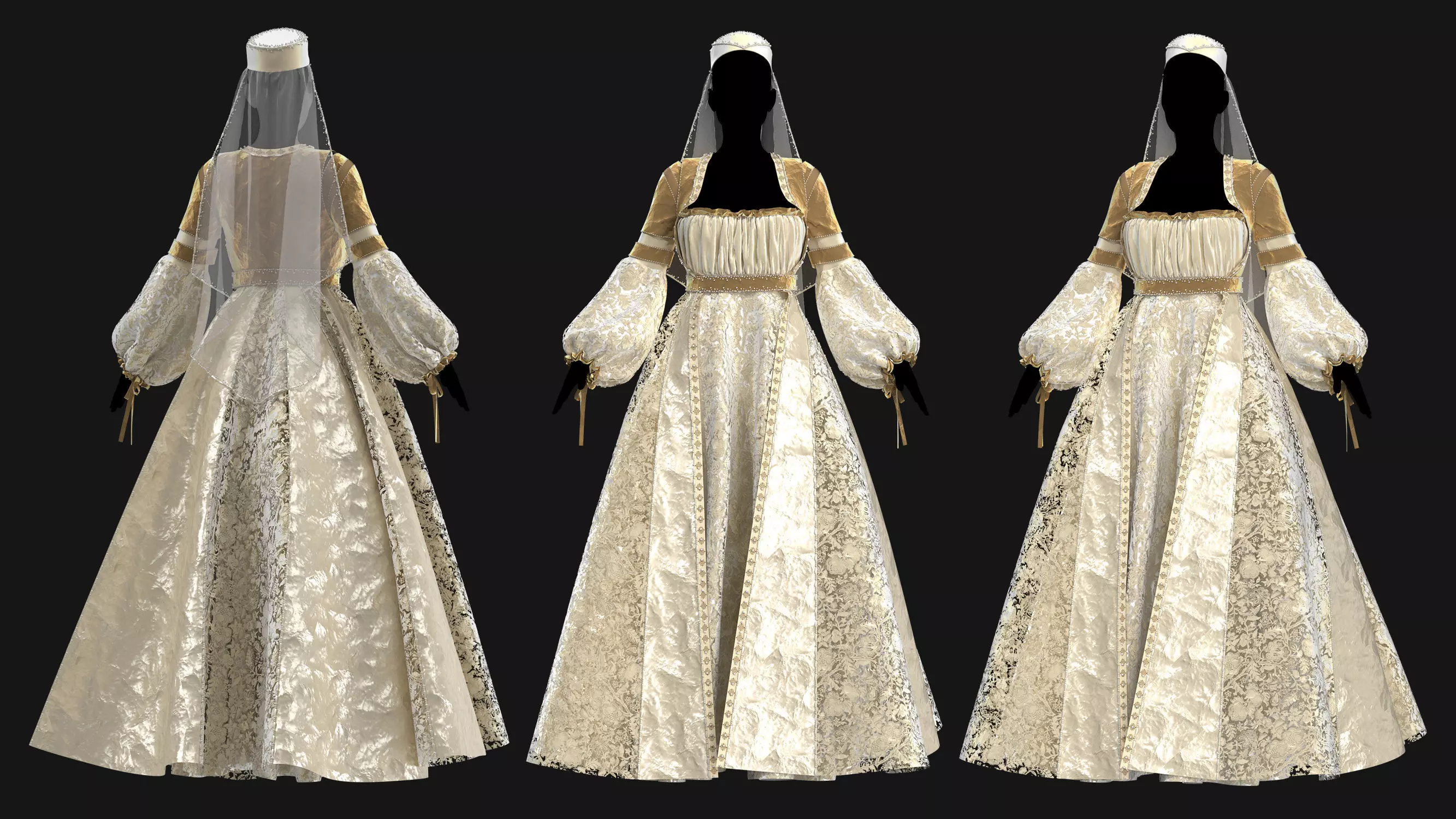 Female Medieval Dress-M 3D model_1